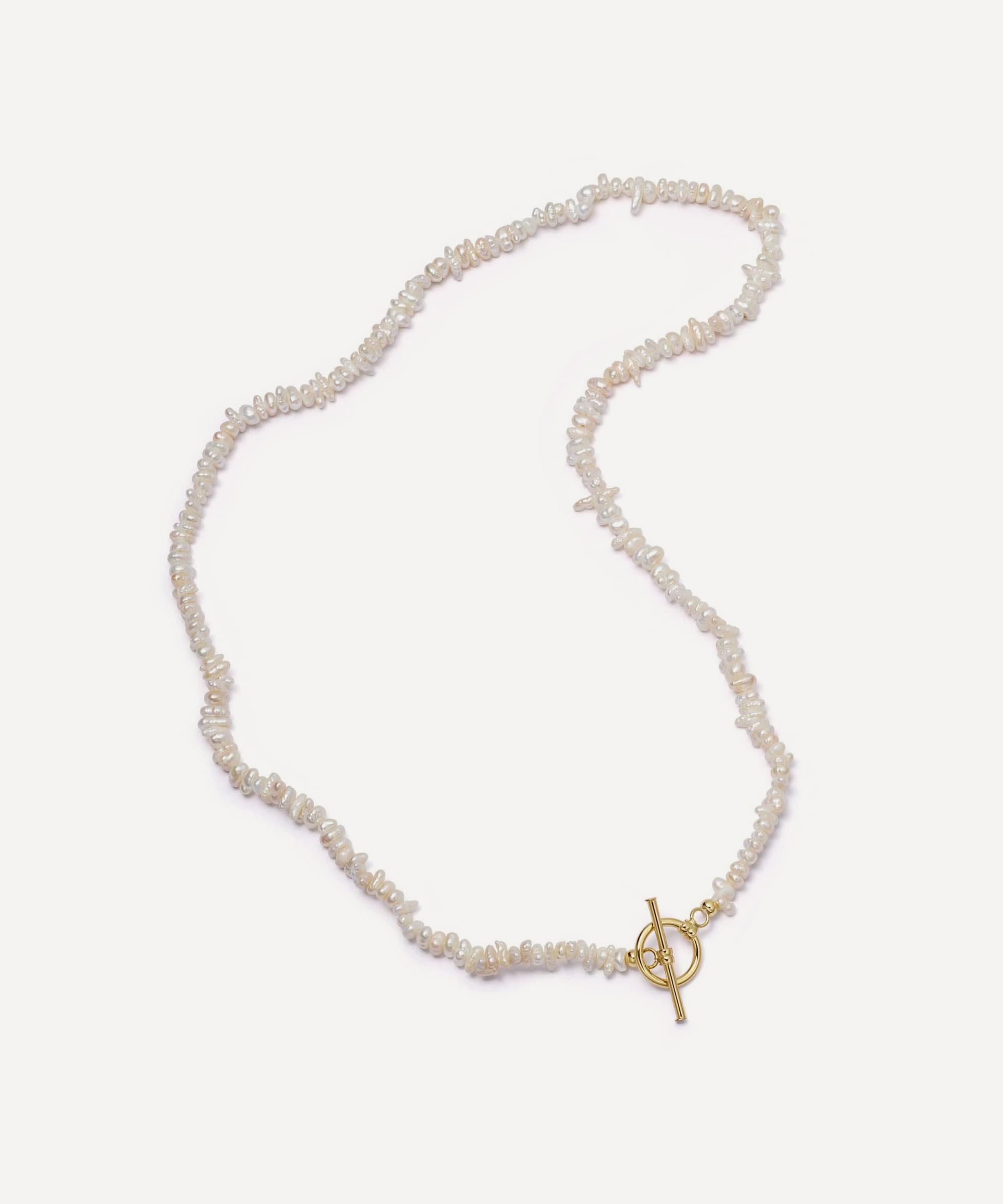 Daisy London - 18ct Gold-Plated Polly Beach Pearl T-Bar Necklace image number 0