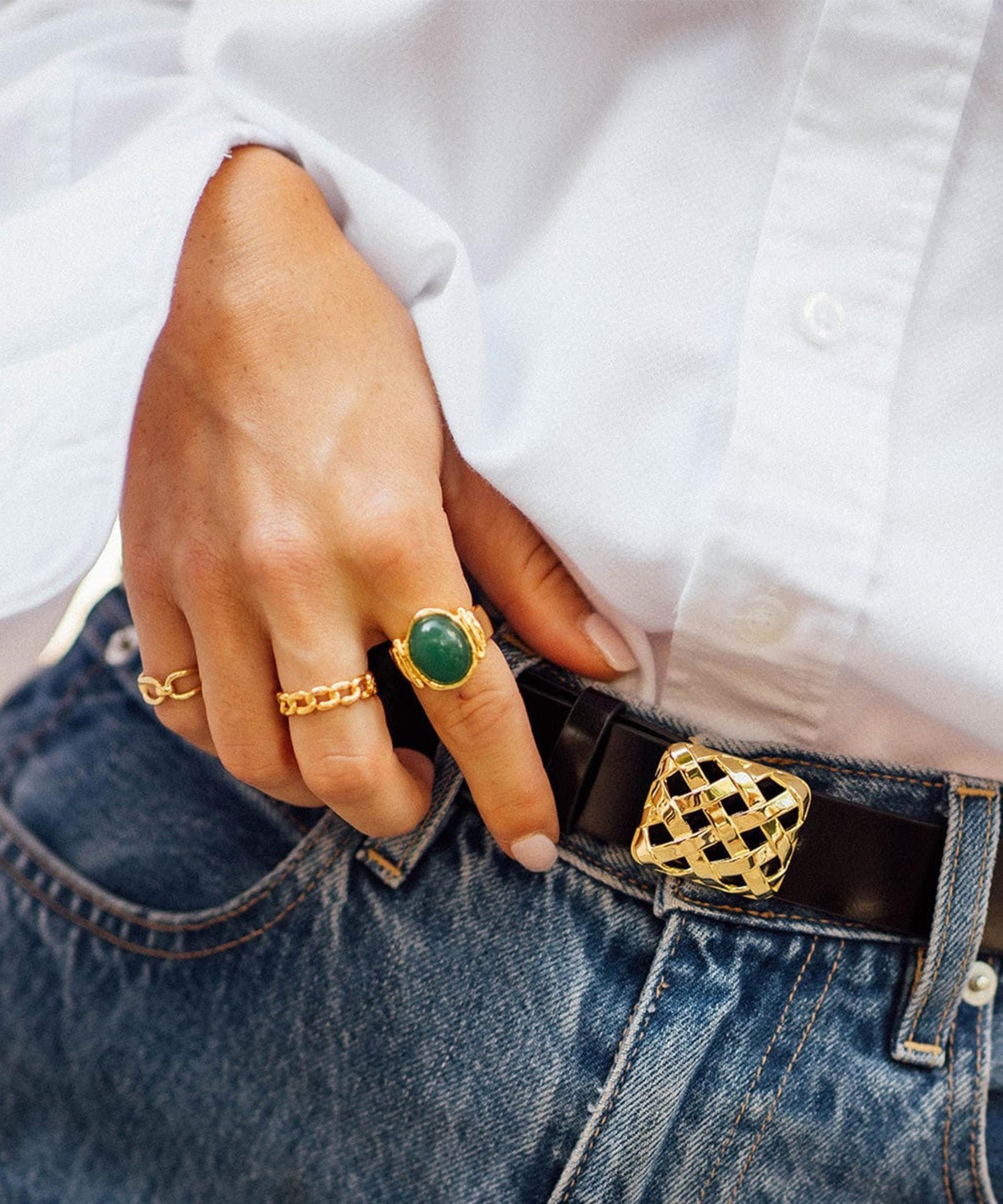 Daisy London - 18ct Gold-Plated Polly Chunky Gemstone Ring image number 1
