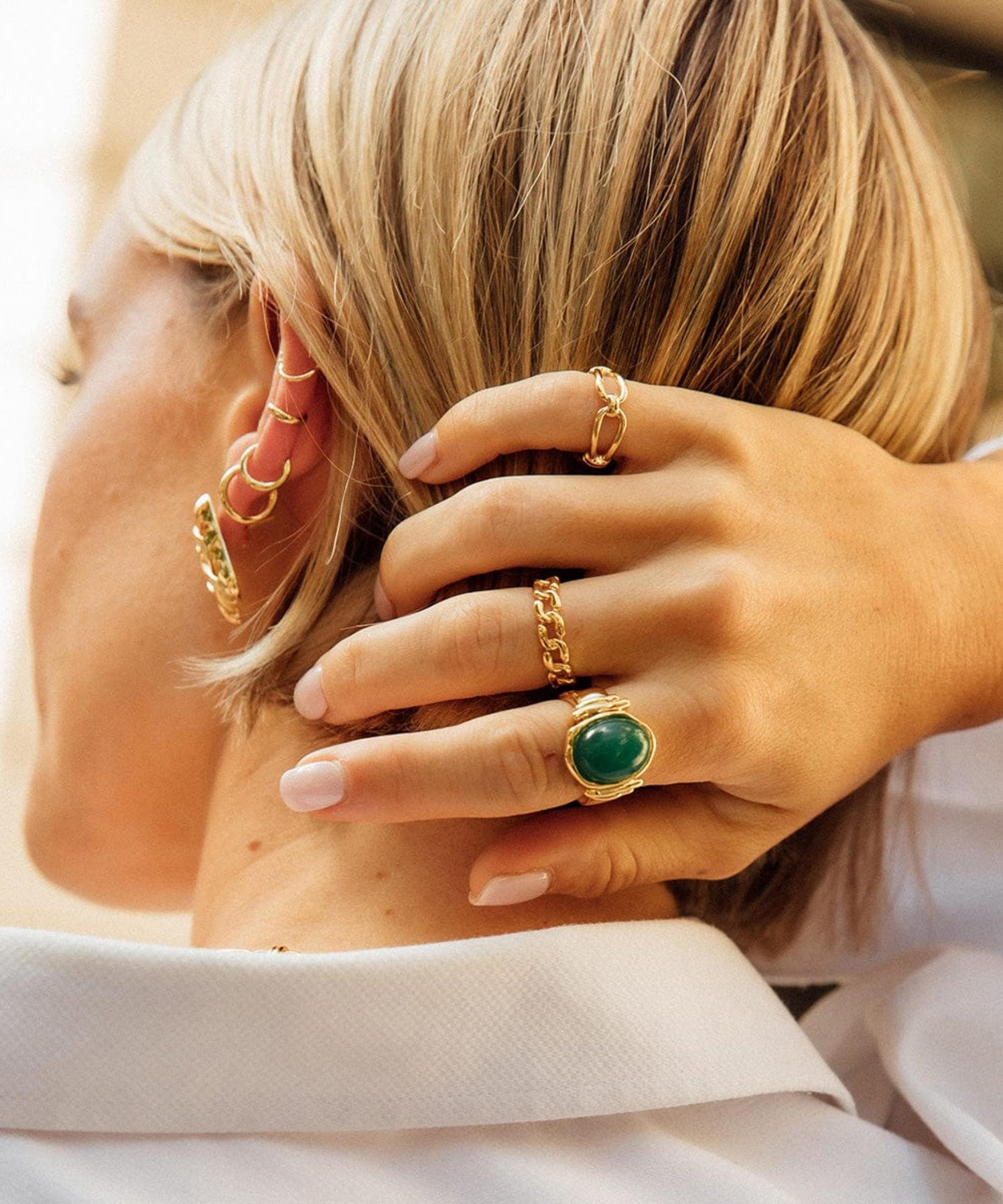 Daisy London - 18ct Gold-Plated Polly Chunky Gemstone Ring image number 2