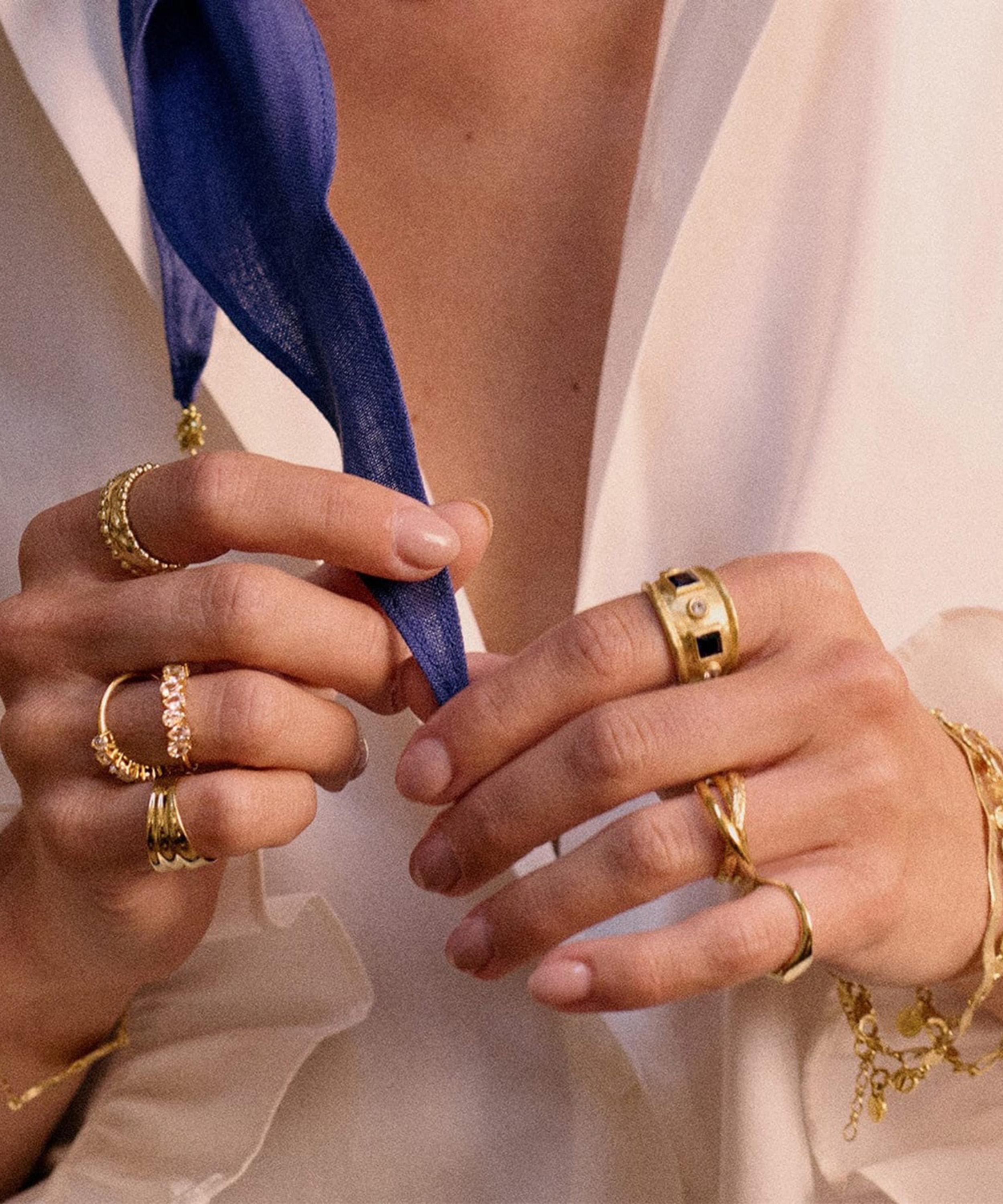 Daisy London - 18ct Gold-Plated Chunky Stone Textured Ring image number 1