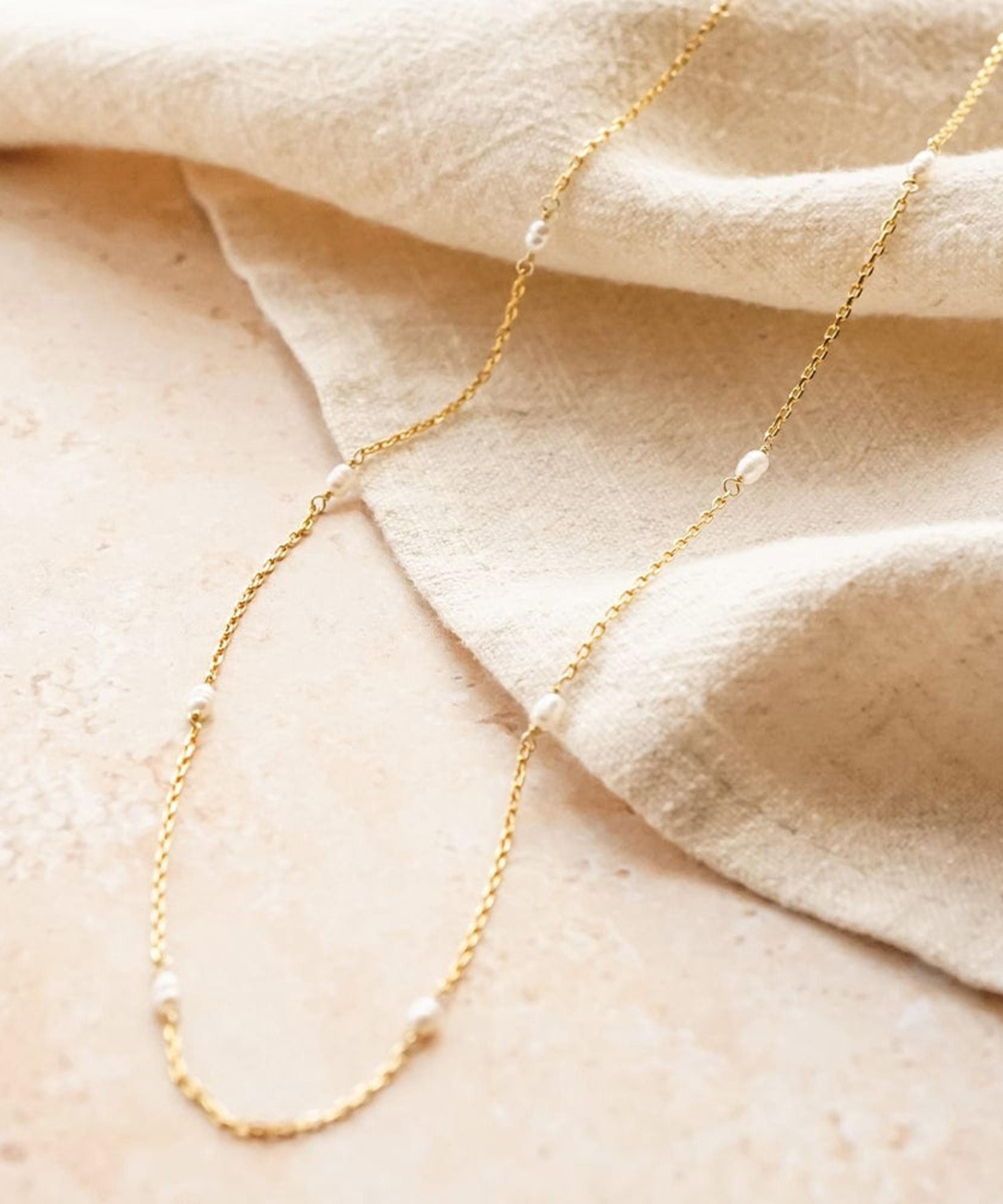 Daisy London - 18ct Gold-Plated Seed Pearl Chain Necklace image number 3