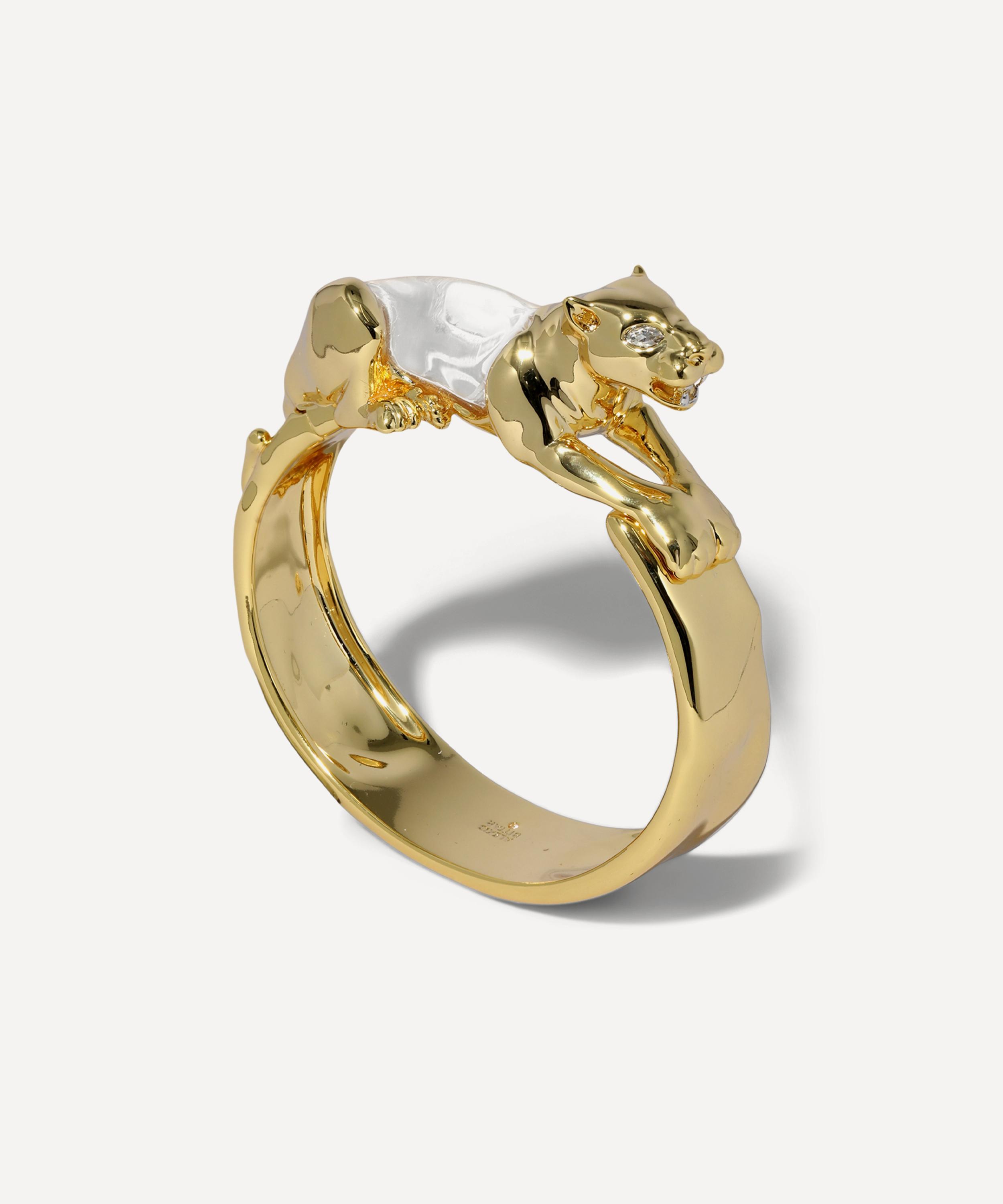 Alexis Bittar - 14ct Gold-Plated Panther Lucite Hinge Bracelet image number 0