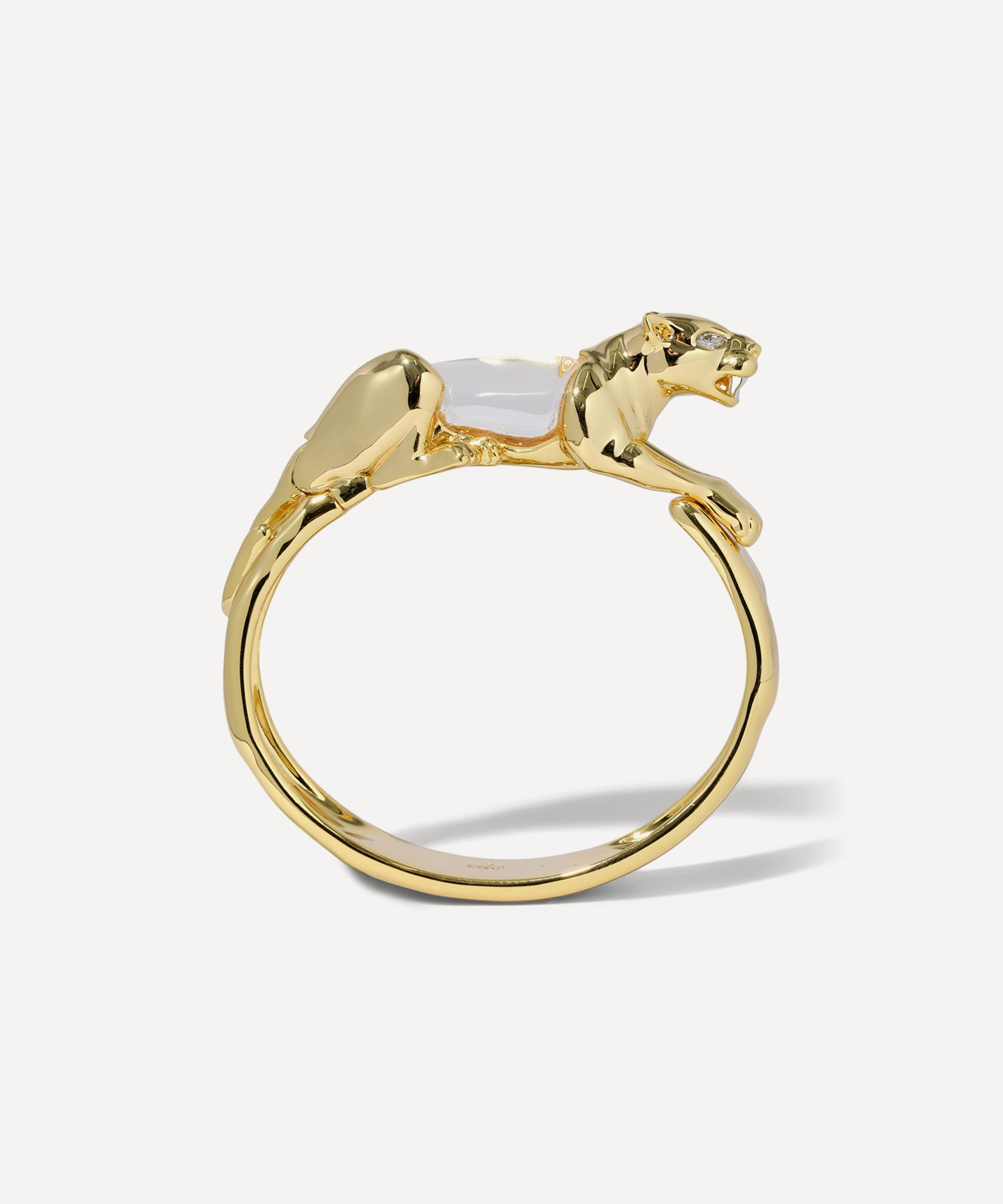 Alexis Bittar - 14ct Gold-Plated Panther Lucite Hinge Bracelet image number 2