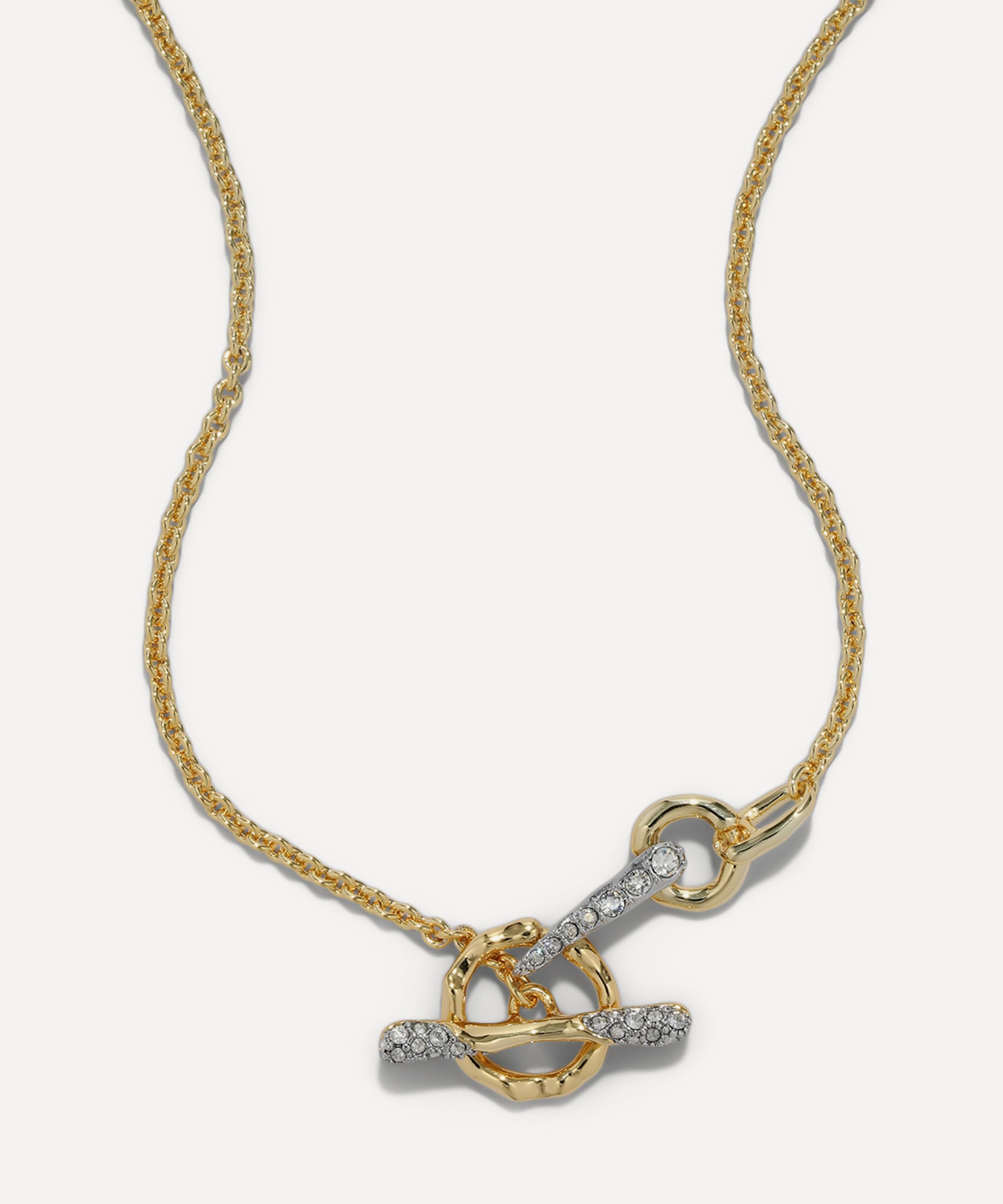 Alexis Bittar - 14ct Gold-Plated Solanales Crystal Pav&eacute; Toggle Bar Necklace image number 2