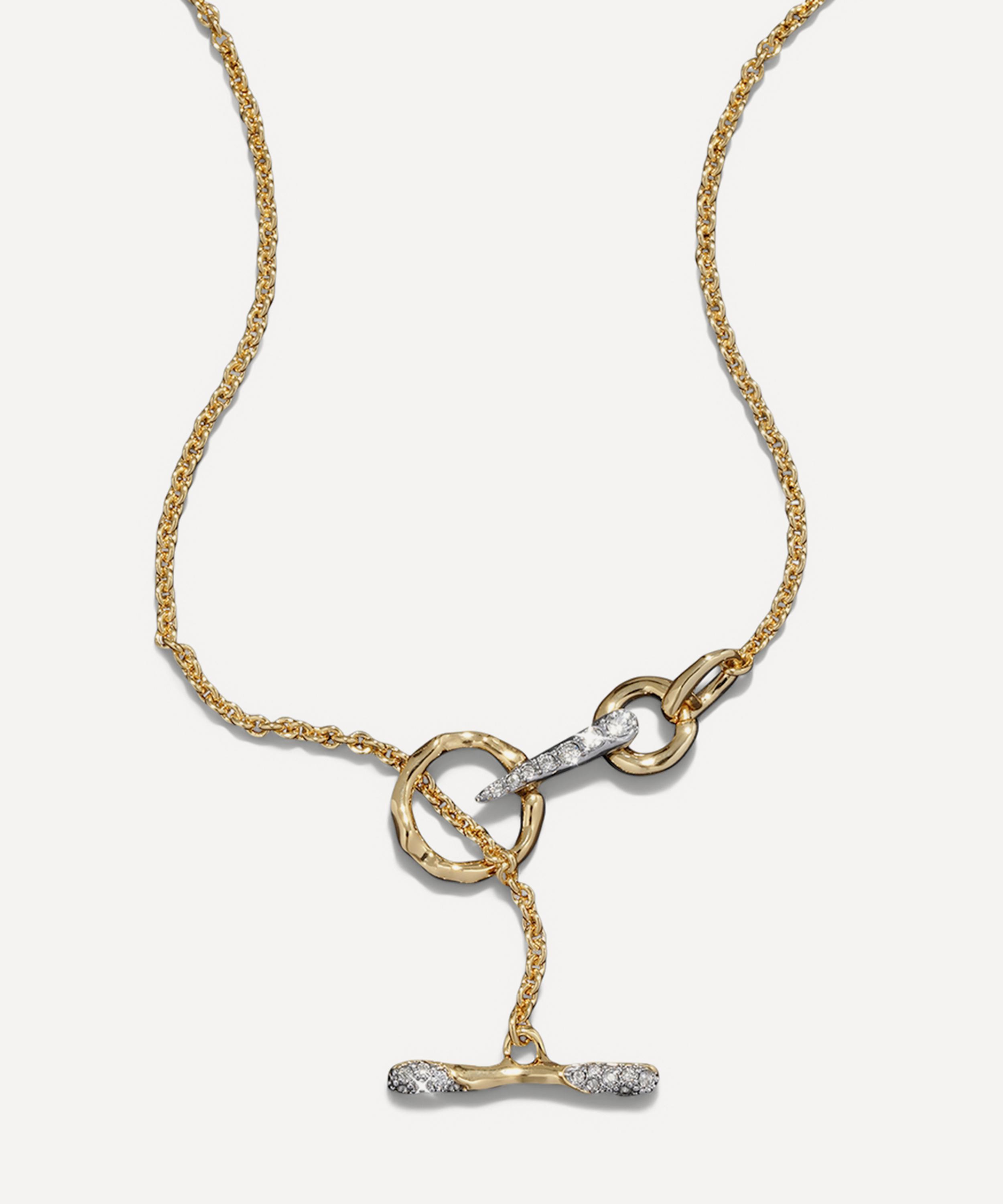 Alexis Bittar - 14ct Gold-Plated Solanales Crystal Pav&eacute; Toggle Bar Necklace image number 3