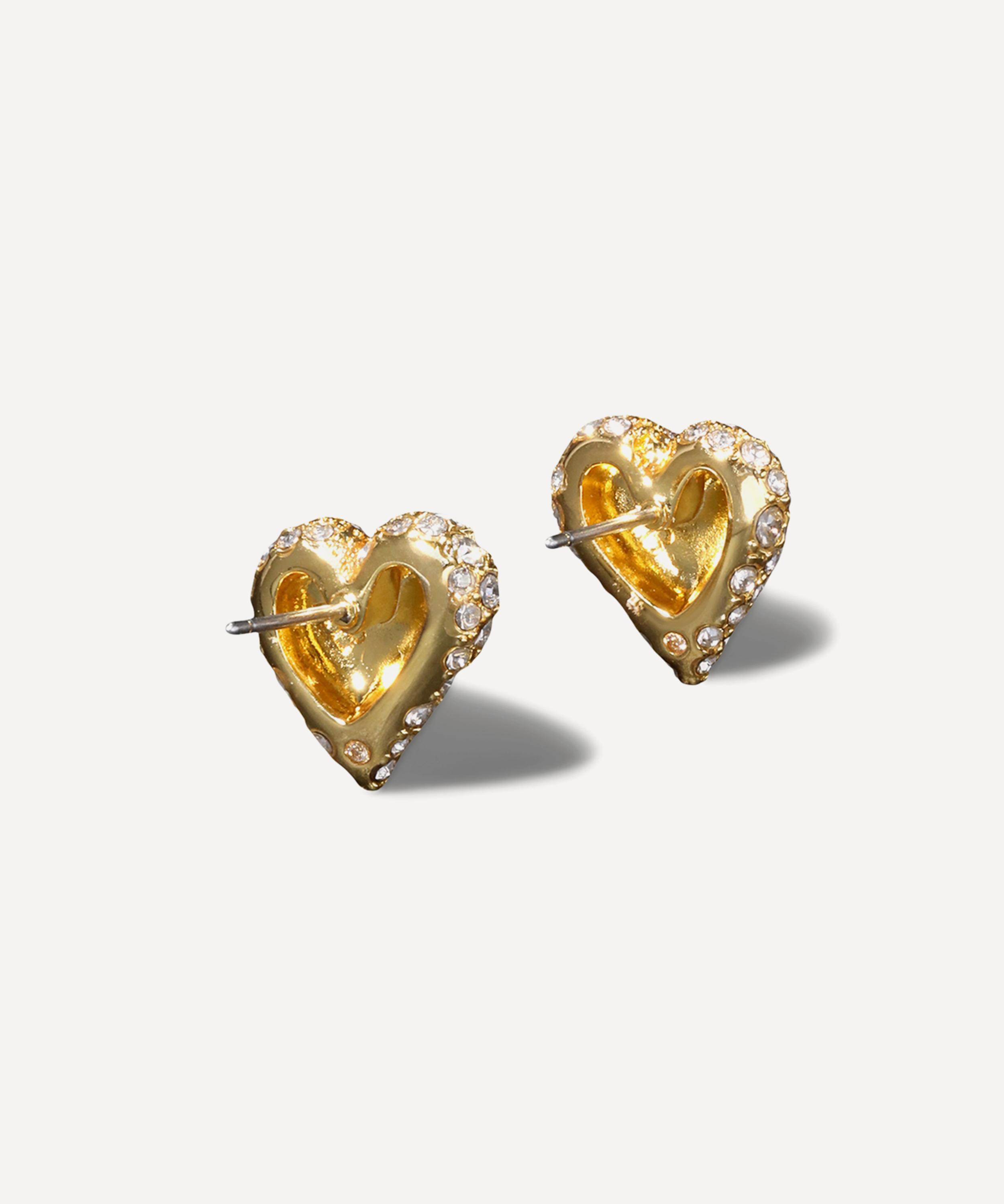Alexis Bittar - 14ct Gold-Plated Solanales Crystal Pav&eacute; Heart Stud Earrings image number 2