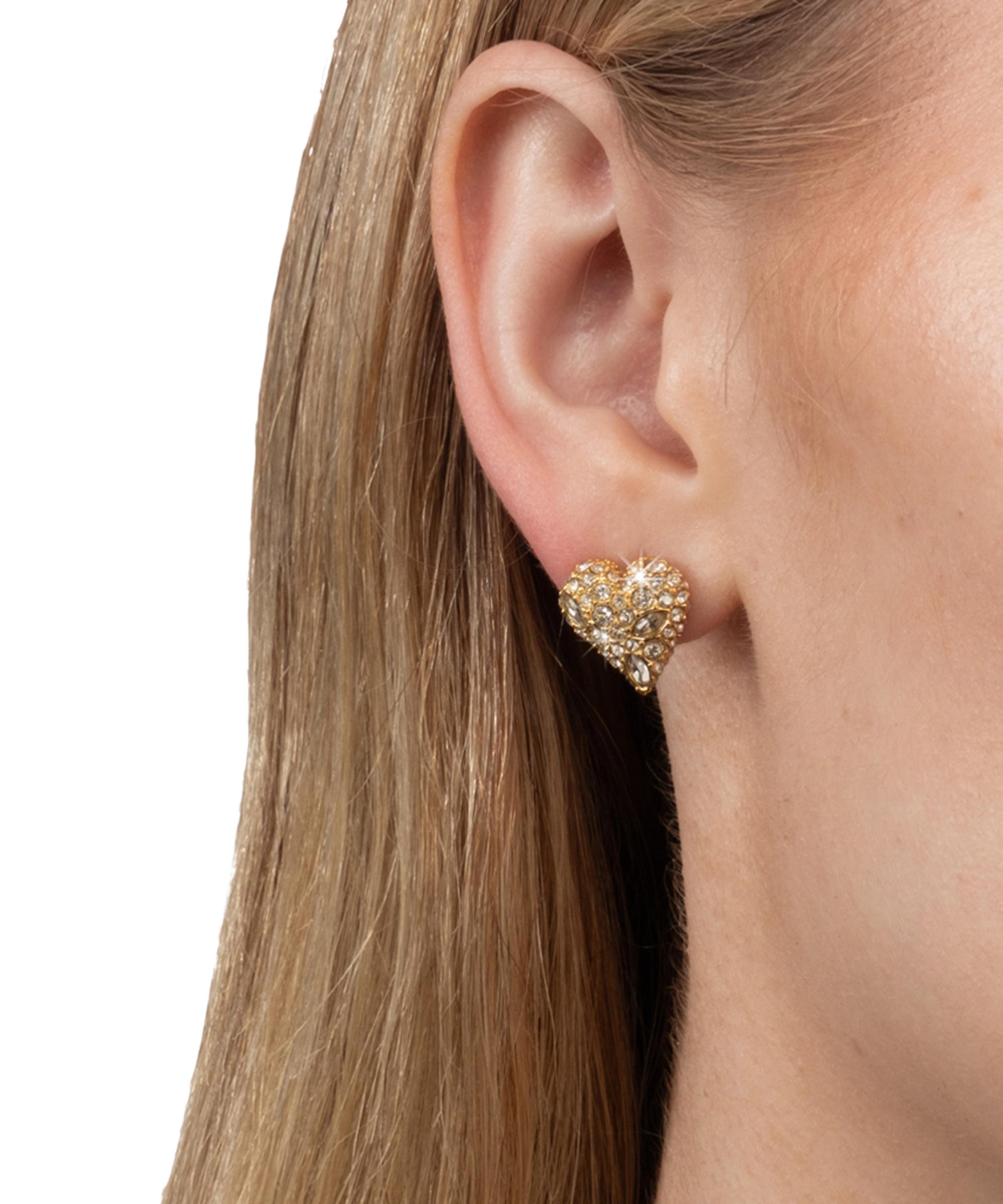 Alexis Bittar - 14ct Gold-Plated Solanales Crystal Pav&eacute; Heart Stud Earrings image number 3