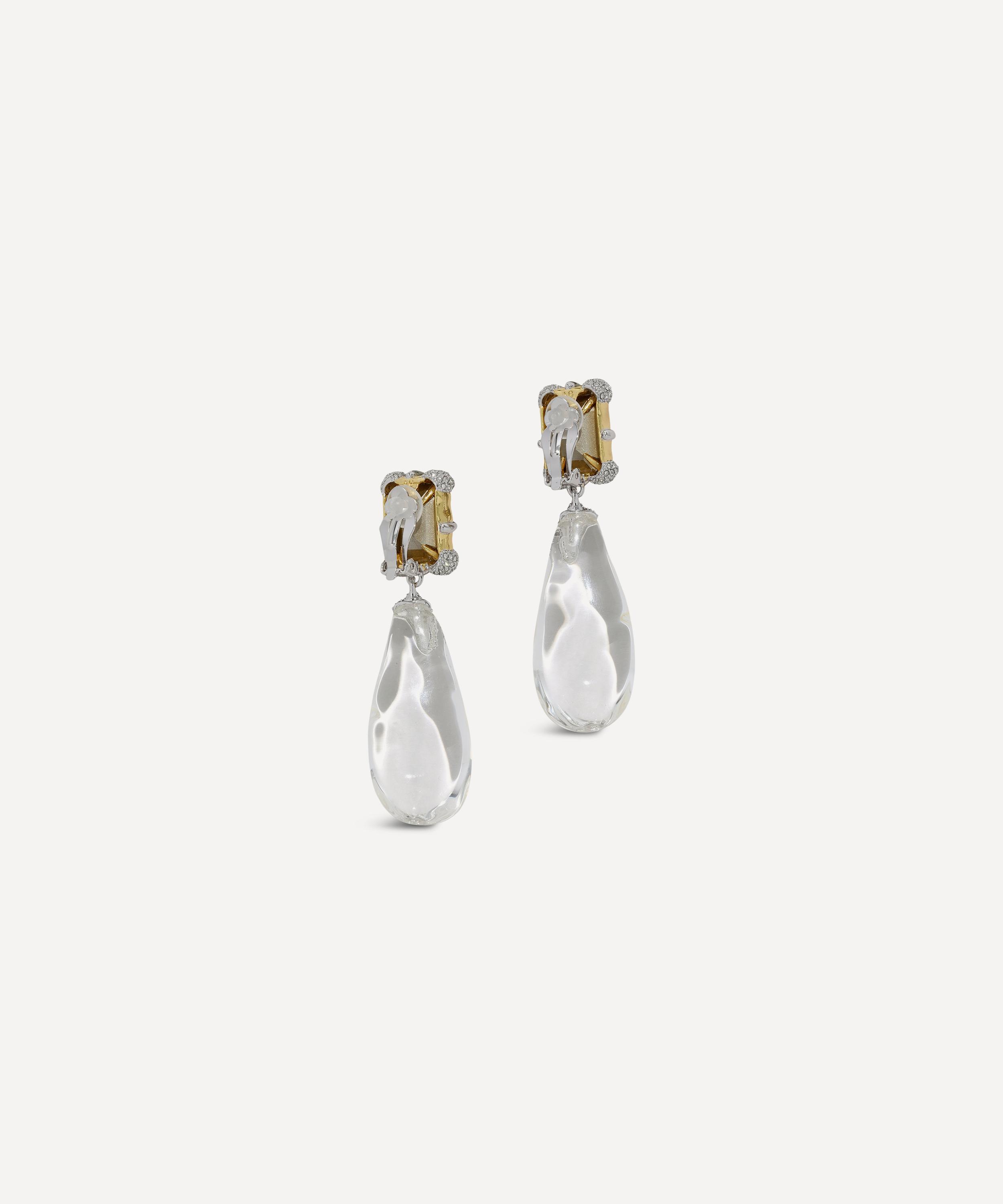 Alexis Bittar - 14ct Gold-Plated Silverlake Lucite Baguette Teardrop Clip-On Earrings image number 2