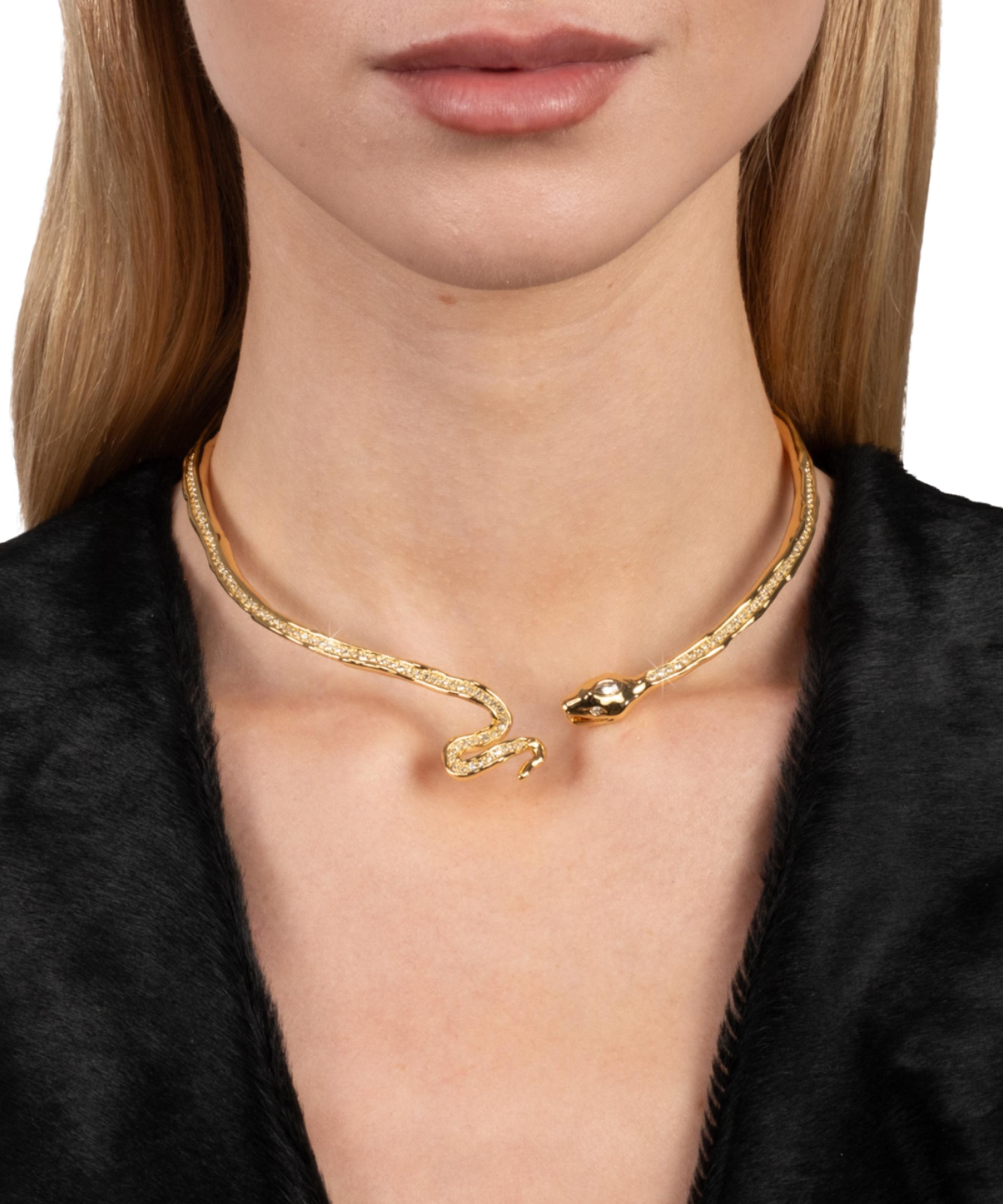 Alexis Bittar - 14ct Gold-Plated Serpent Crystal Skinny Collar Necklace image number 1