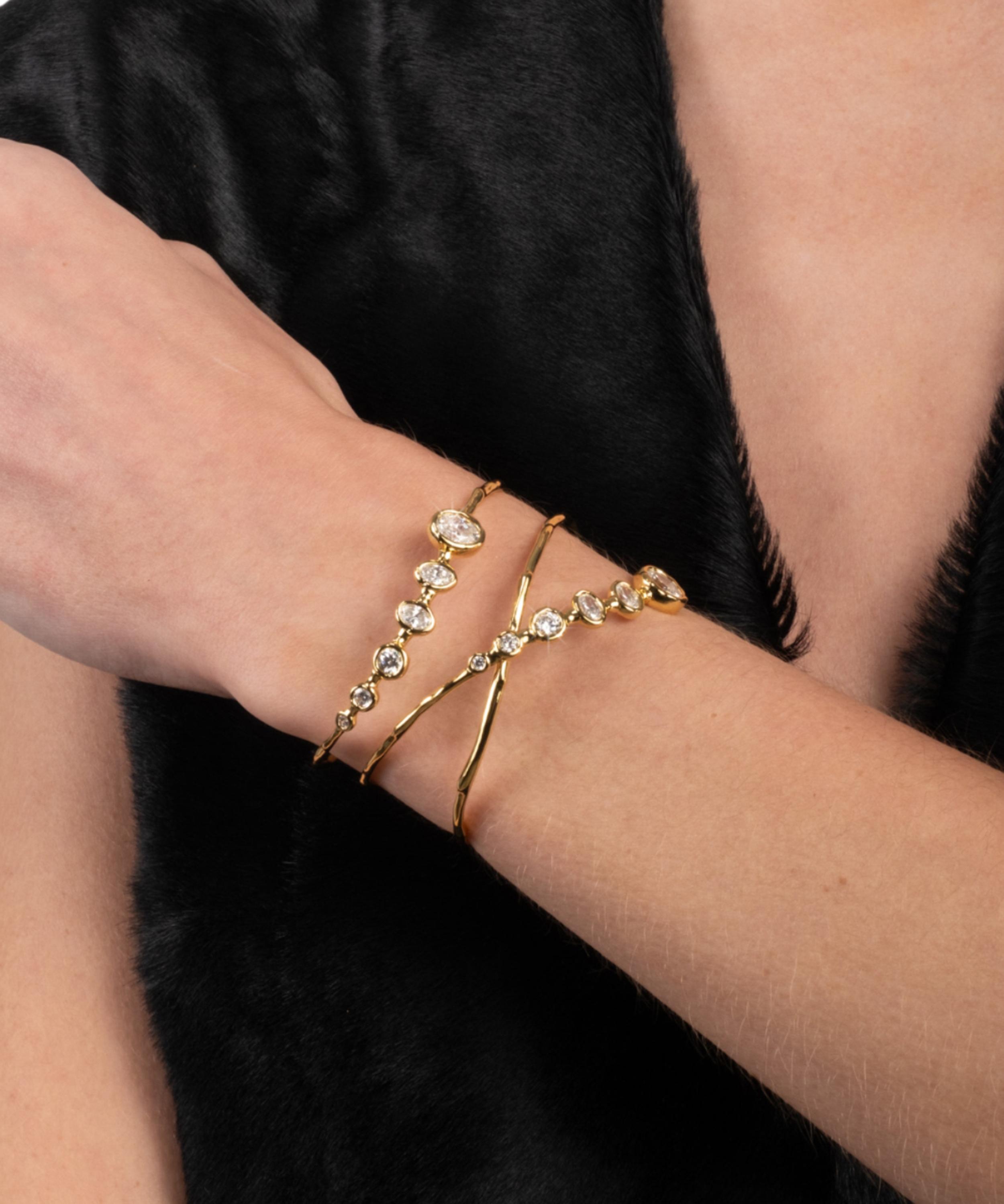 Alexis Bittar - 14ct Gold-Plated Asterales Mixed Cubic Zirconia Orbiting Cuff Bracelet image number 1