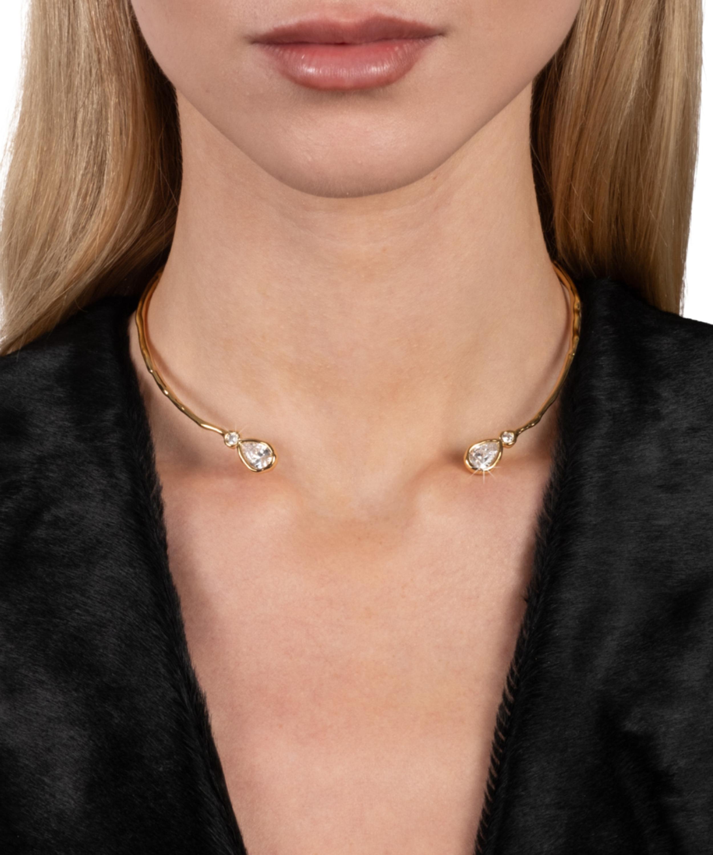 Alexis Bittar - 14ct Gold-Plated Asterales Cubic Zirconia Capped Skinny Collar Necklace image number 1