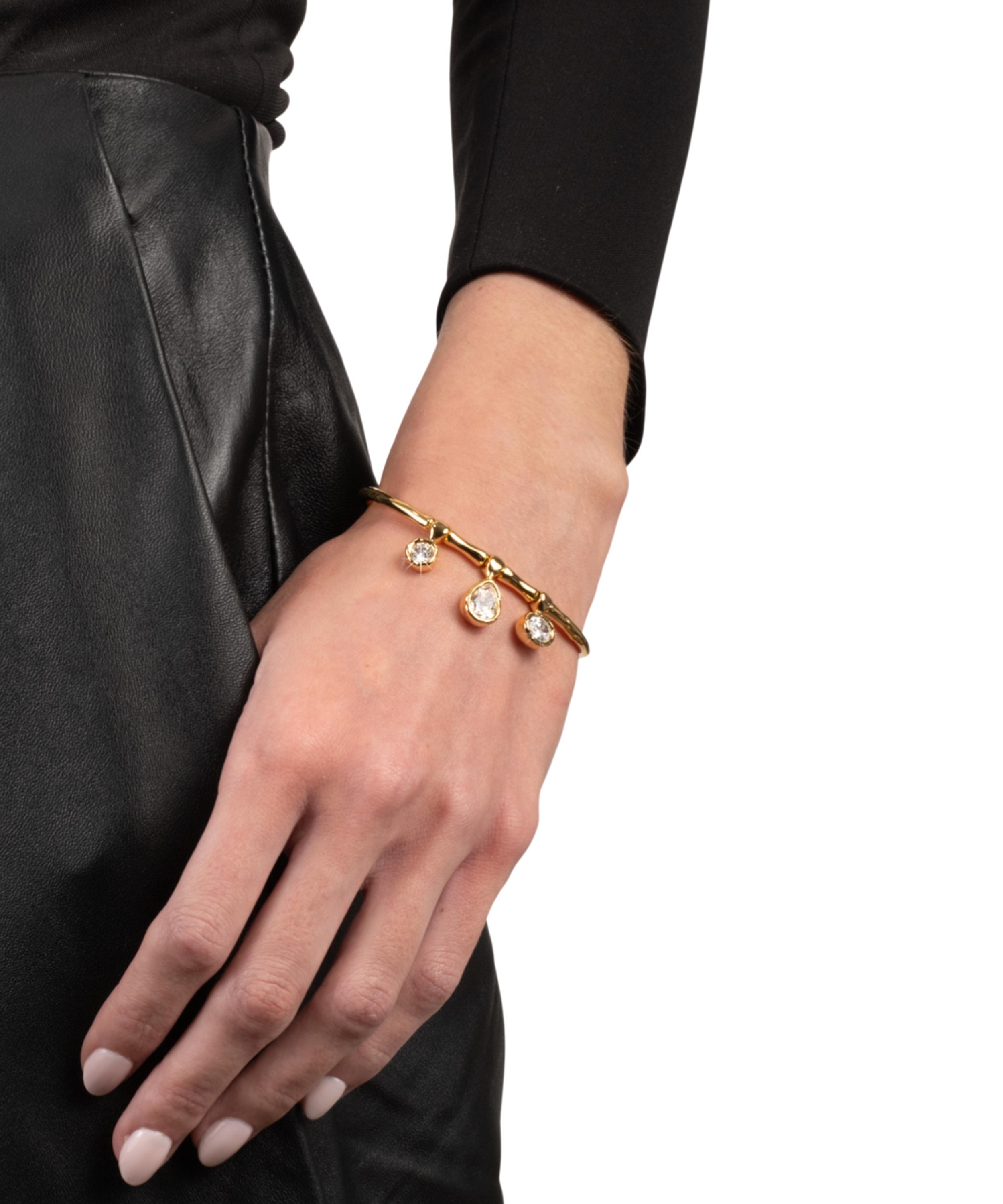 Alexis Bittar - 14ct Gold-Plated Asterales Cubic Zirconia Charm Cuff Bracelet image number 1