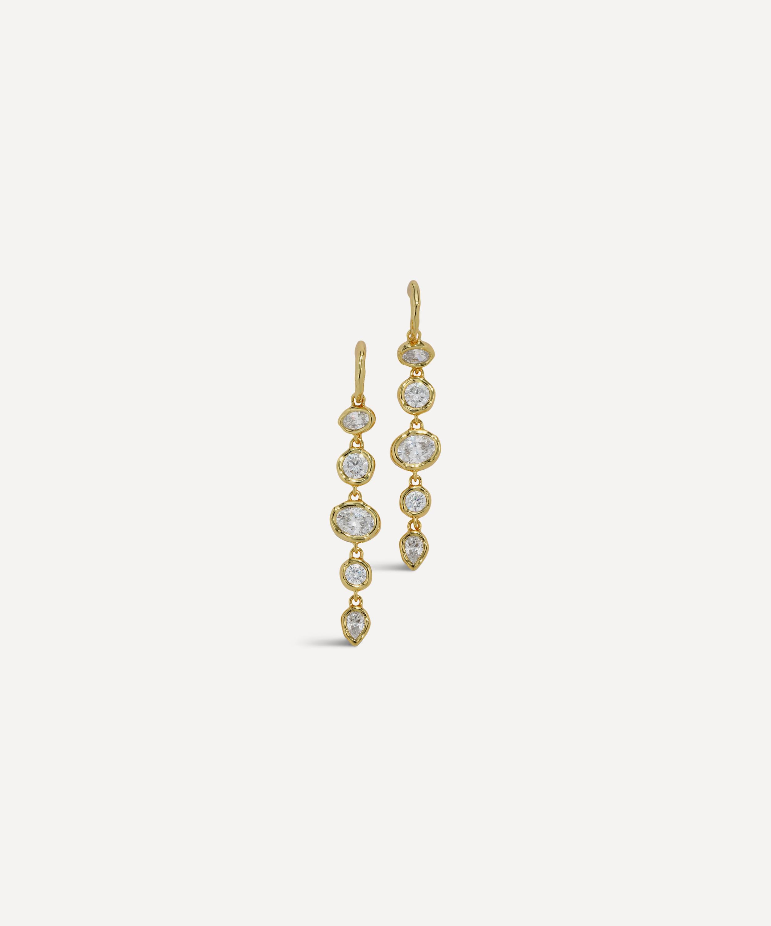 Alexis Bittar - 14ct Gold-Plated Asterales Cubic Zirconia Linked Hoop Drop Earrings image number 0