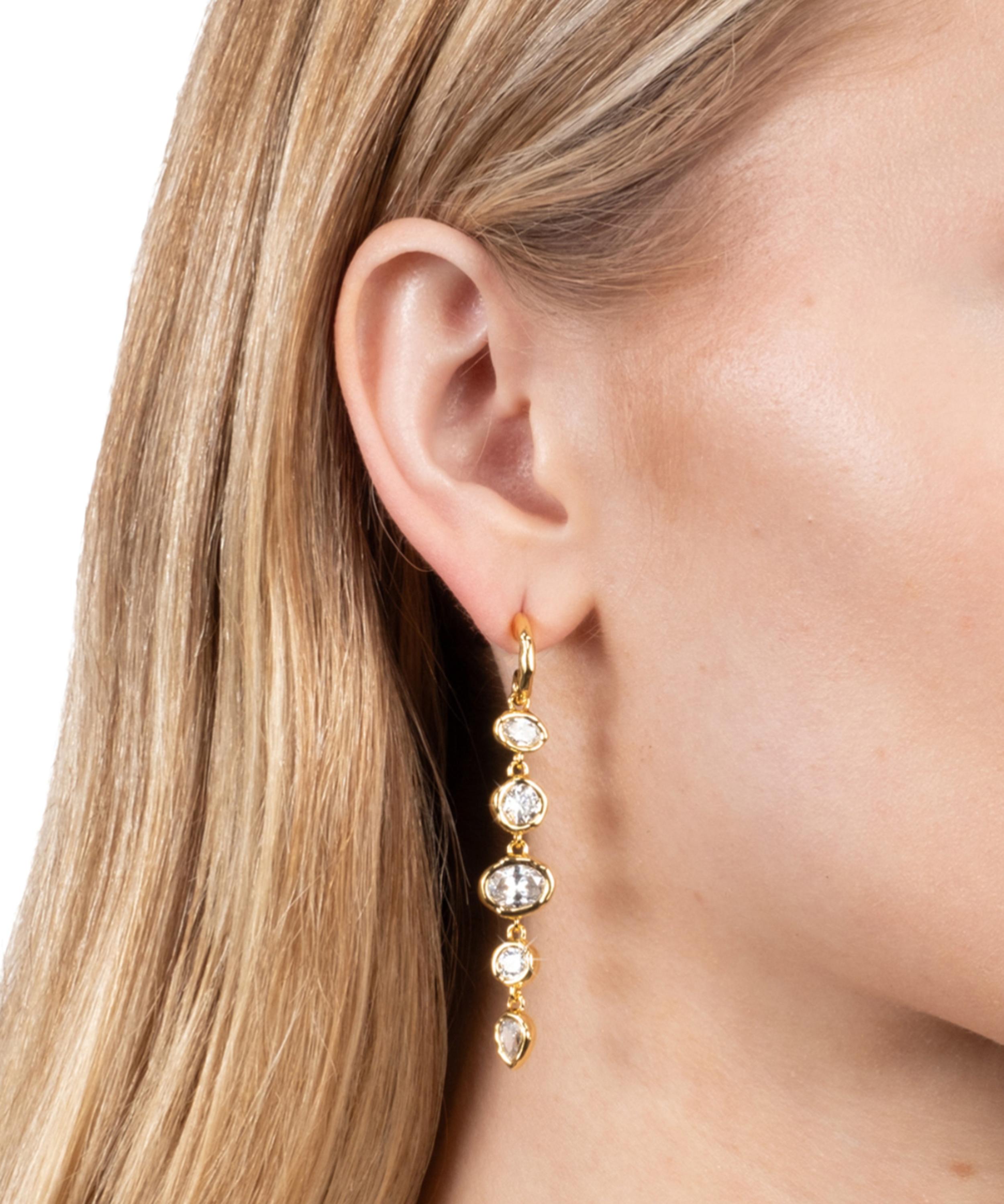 Alexis Bittar - 14ct Gold-Plated Asterales Cubic Zirconia Linked Hoop Drop Earrings image number 1