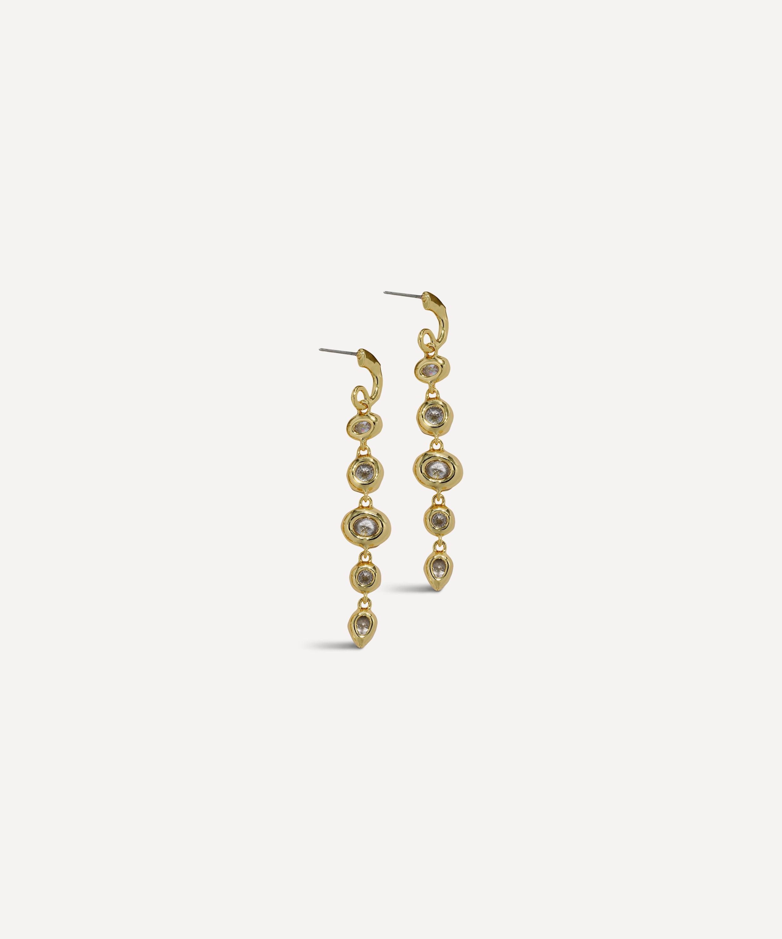 Alexis Bittar - 14ct Gold-Plated Asterales Cubic Zirconia Linked Hoop Drop Earrings image number 2