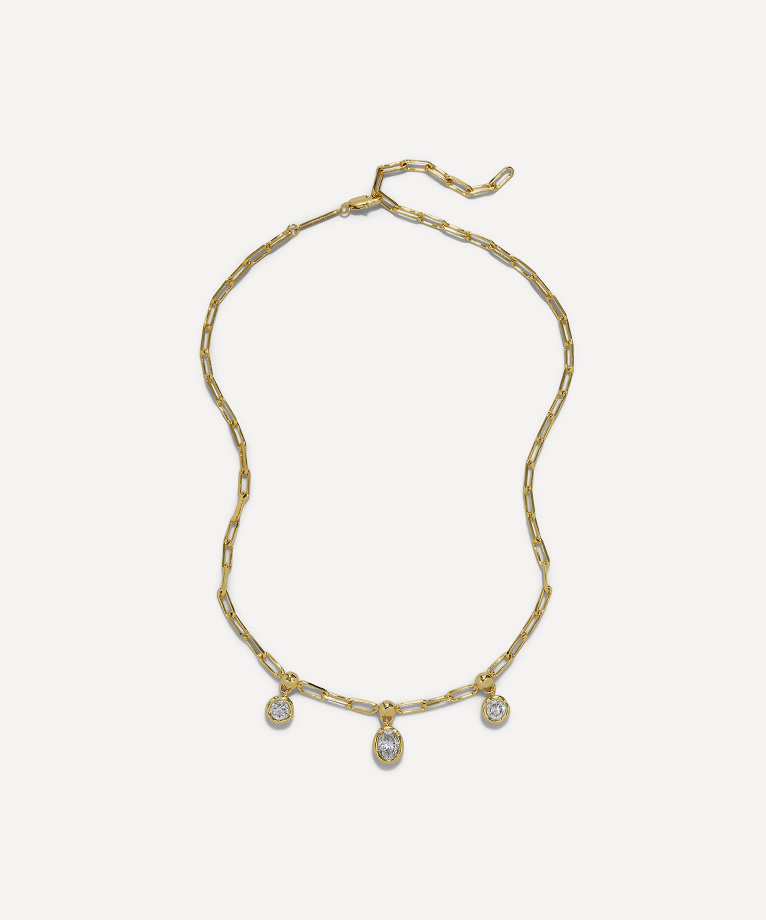 Alexis Bittar - 14ct Gold-Plated Asterales Petite Triple Cubic Zirconia Drop Necklace image number 0