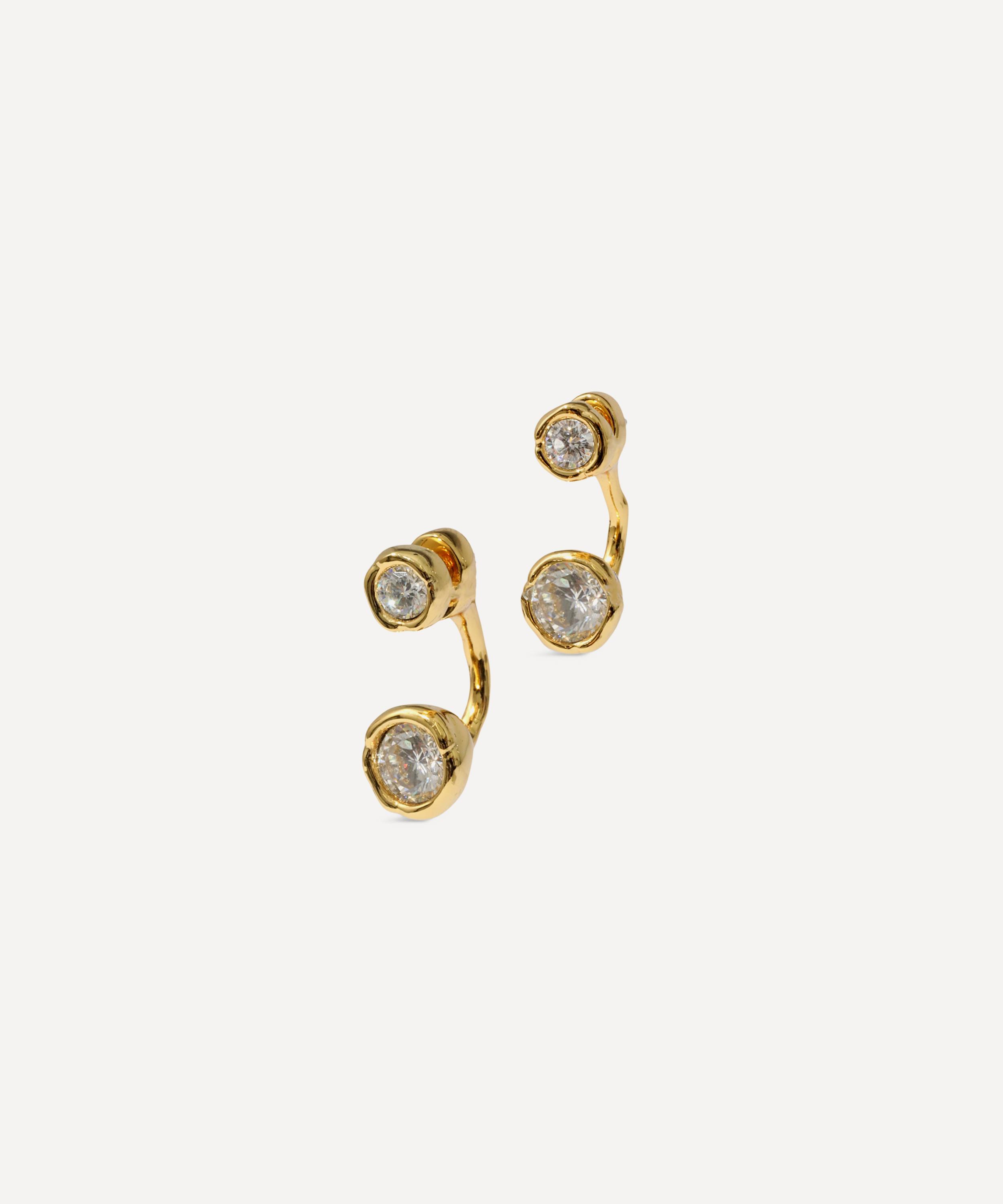 Alexis Bittar - 14ct Gold-Plated Asterales Molten Cubic Zirconia Front-Back Earrings image number 0