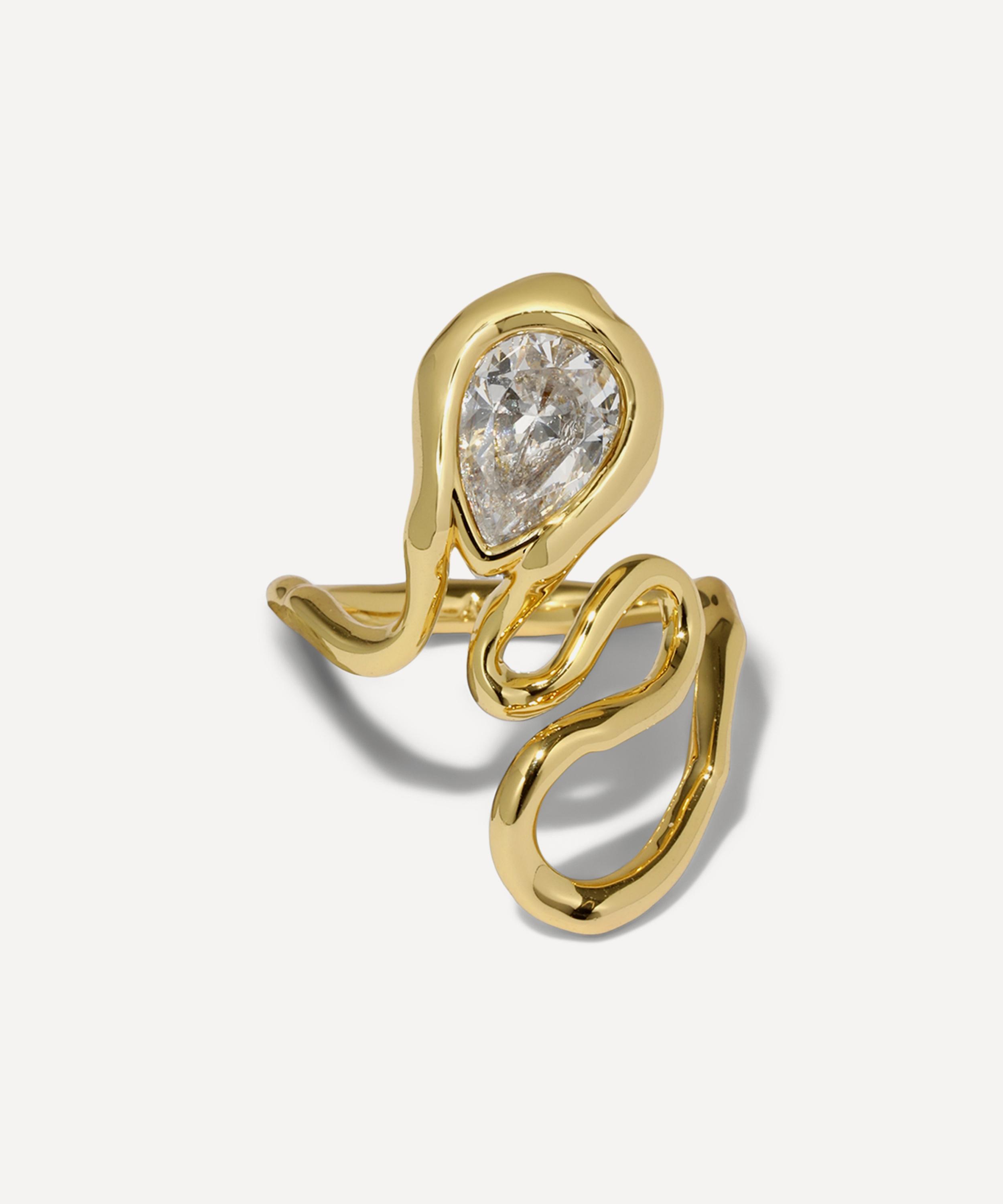 Alexis Bittar - 14ct Gold-Plated Asterales Floating Cubic Zirconia Vine Ring image number 0