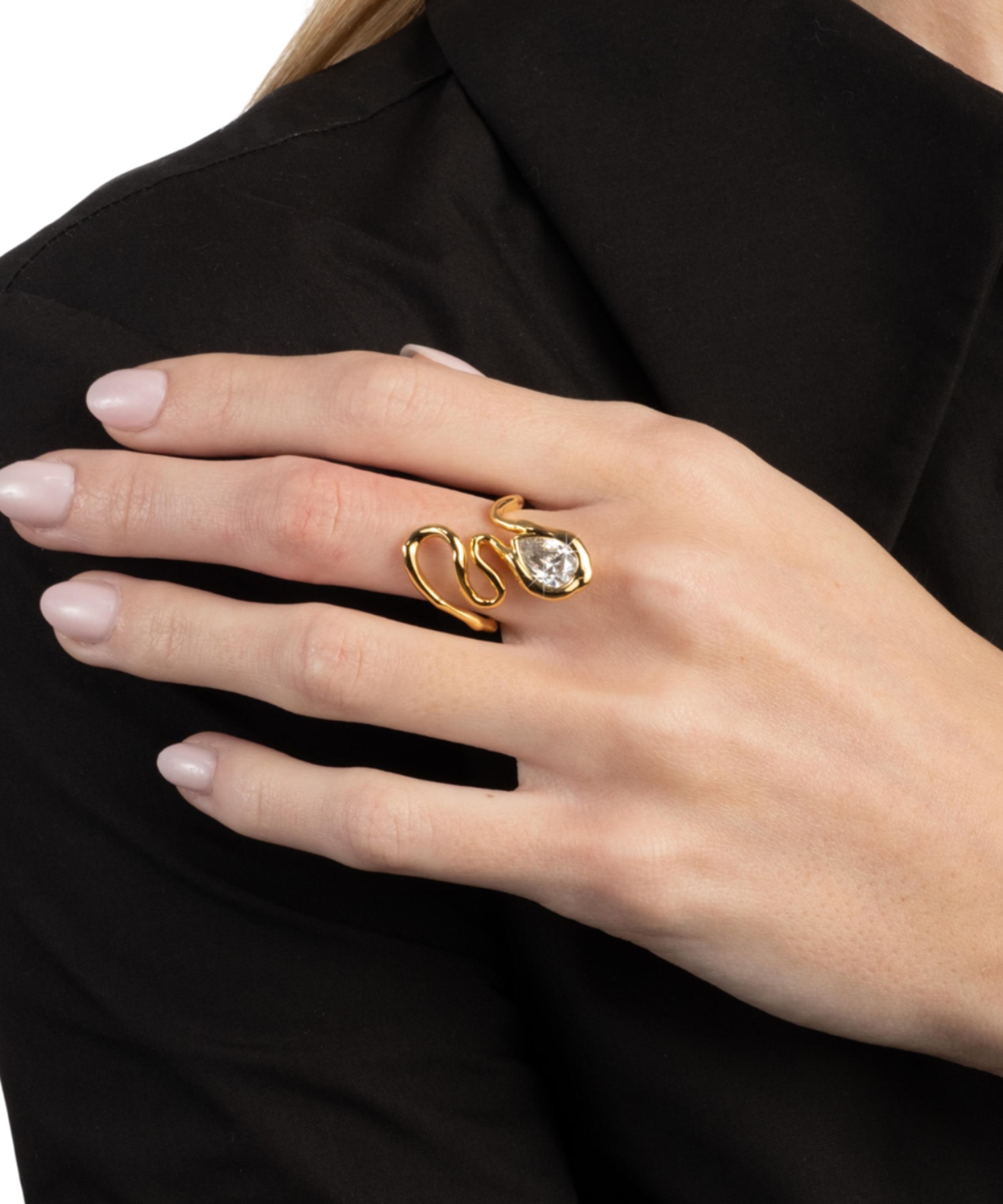 Alexis Bittar - 14ct Gold-Plated Asterales Floating Cubic Zirconia Vine Ring image number 1