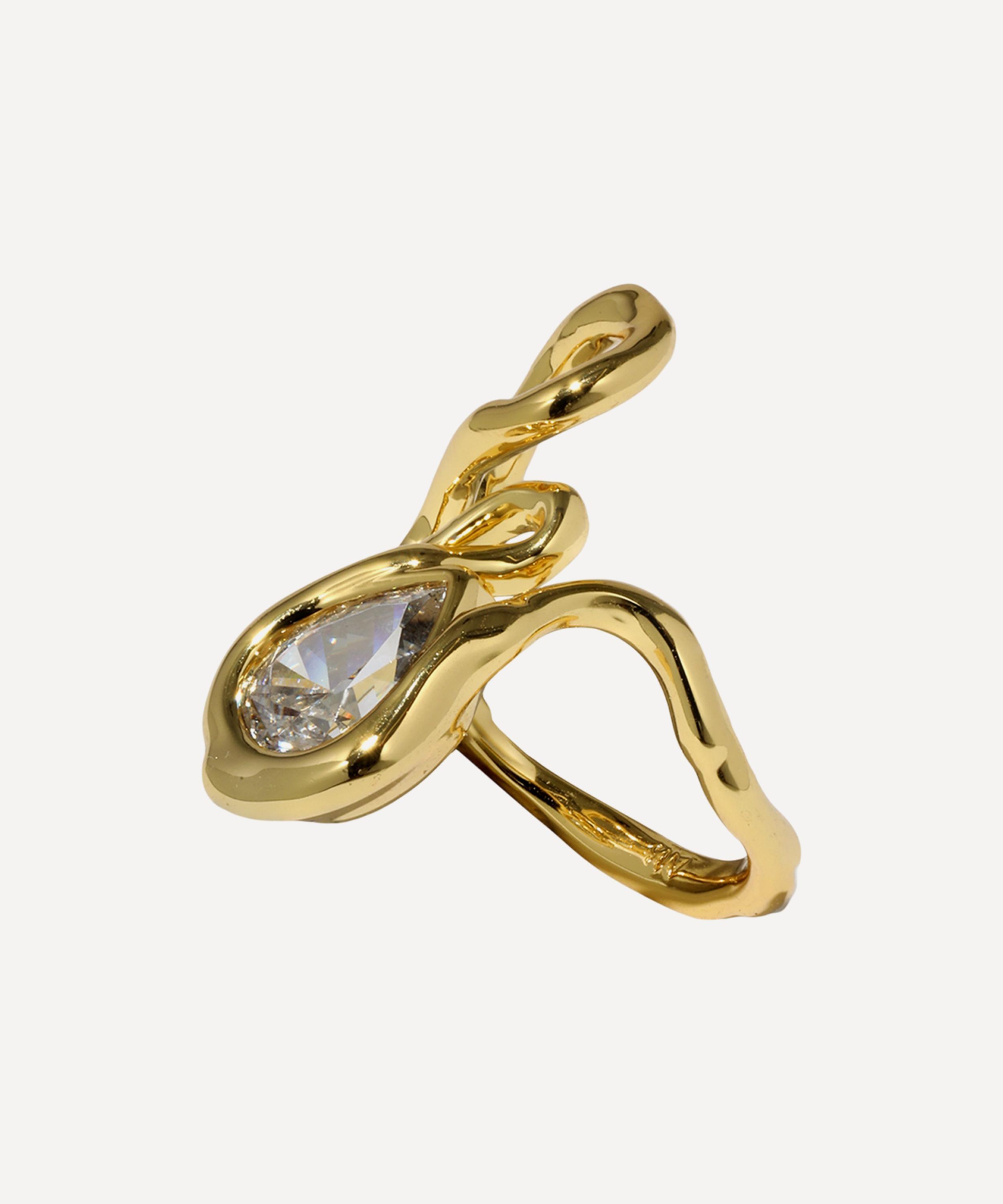 Alexis Bittar - 14ct Gold-Plated Asterales Floating Cubic Zirconia Vine Ring image number 2