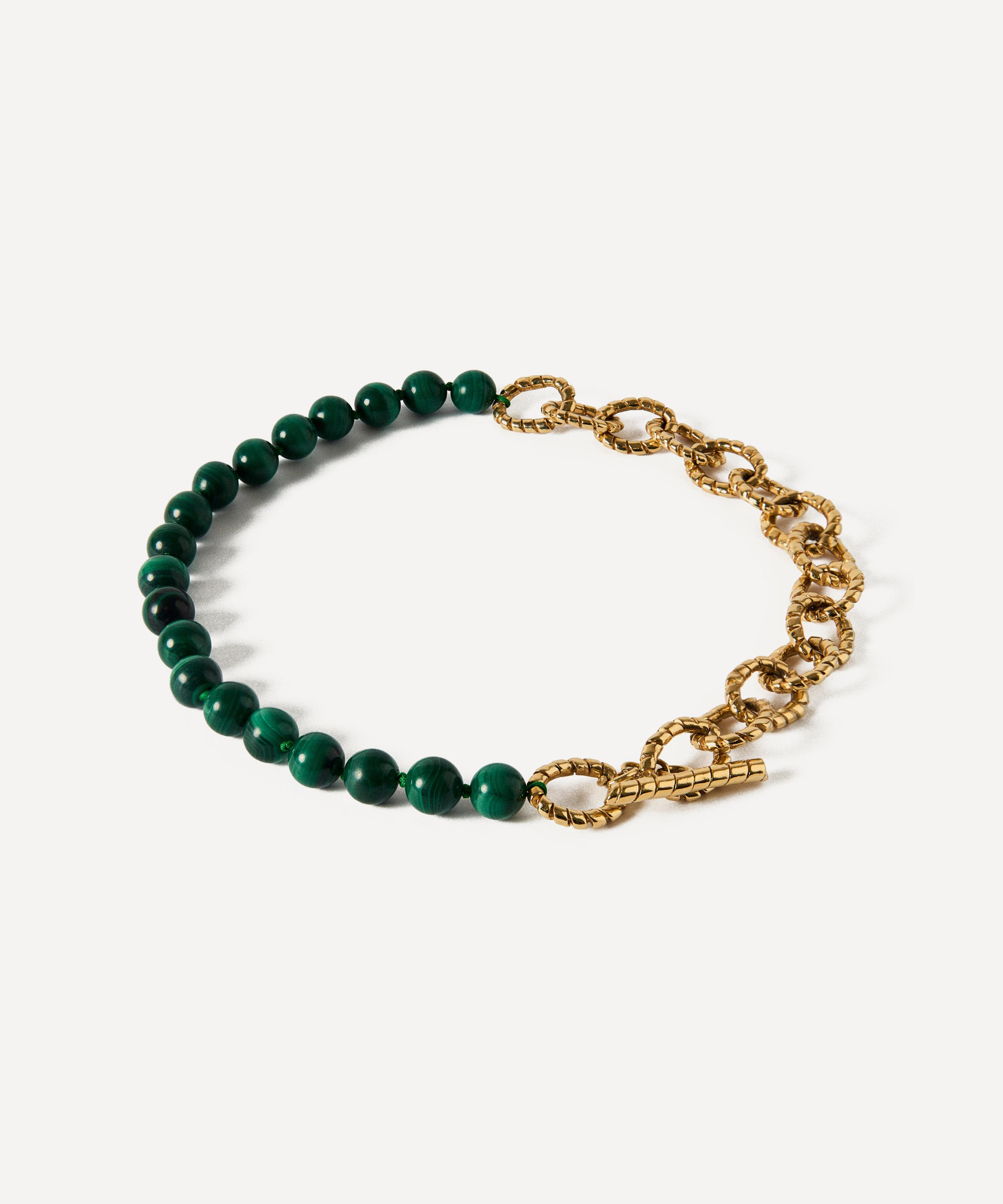 Paola Sighinolfi - 14ct Gold-Plated Kim Necklace Malachite image number 0