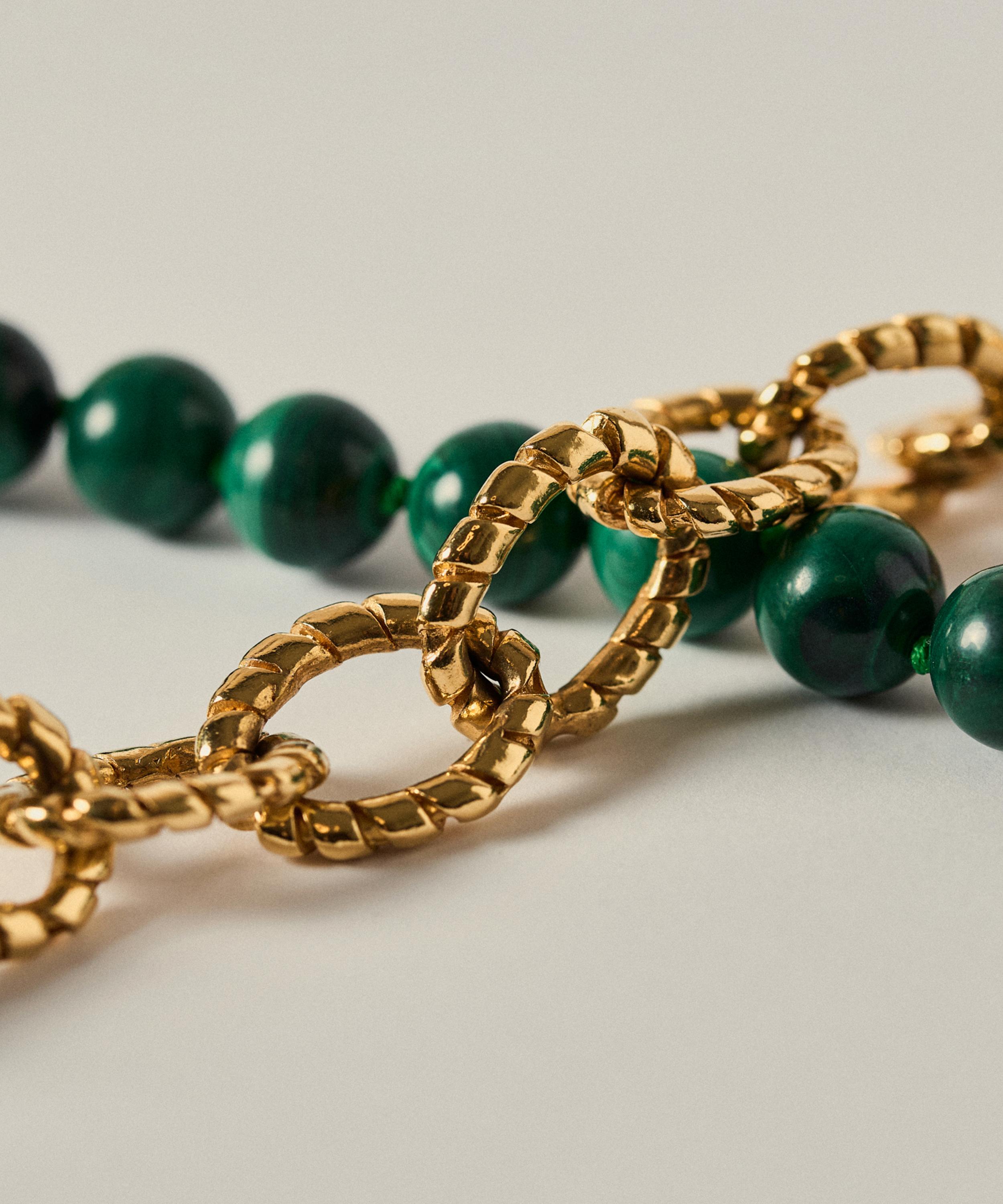 Paola Sighinolfi - 14ct Gold-Plated Kim Necklace Malachite image number 2