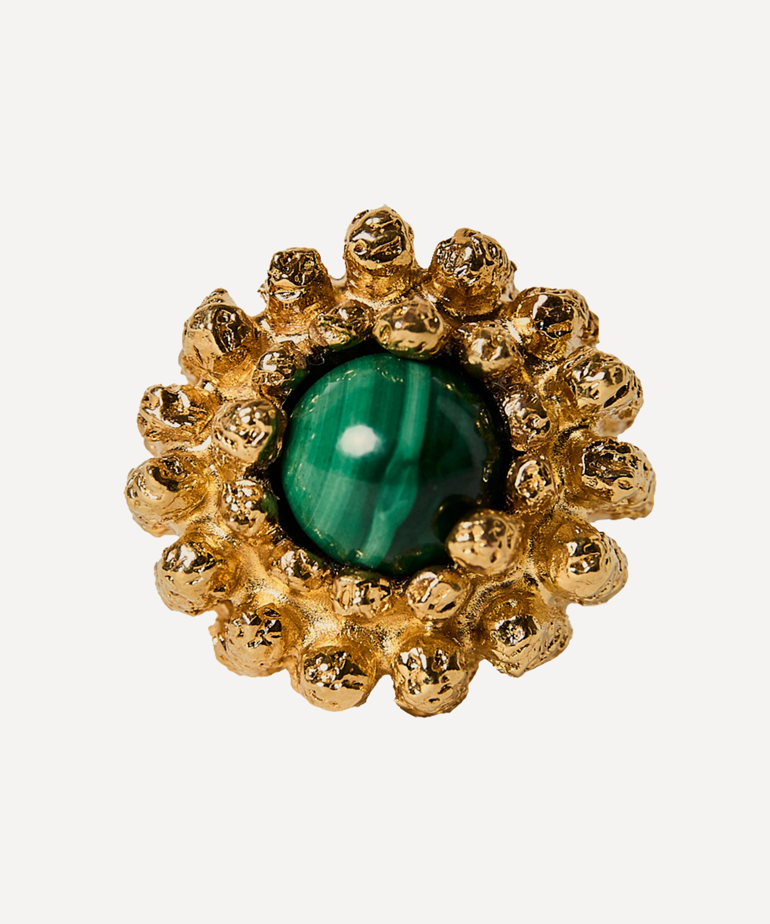 Paola Sighinolfi - 14ct Gold-Plated Lia Ring Malachite image number 0