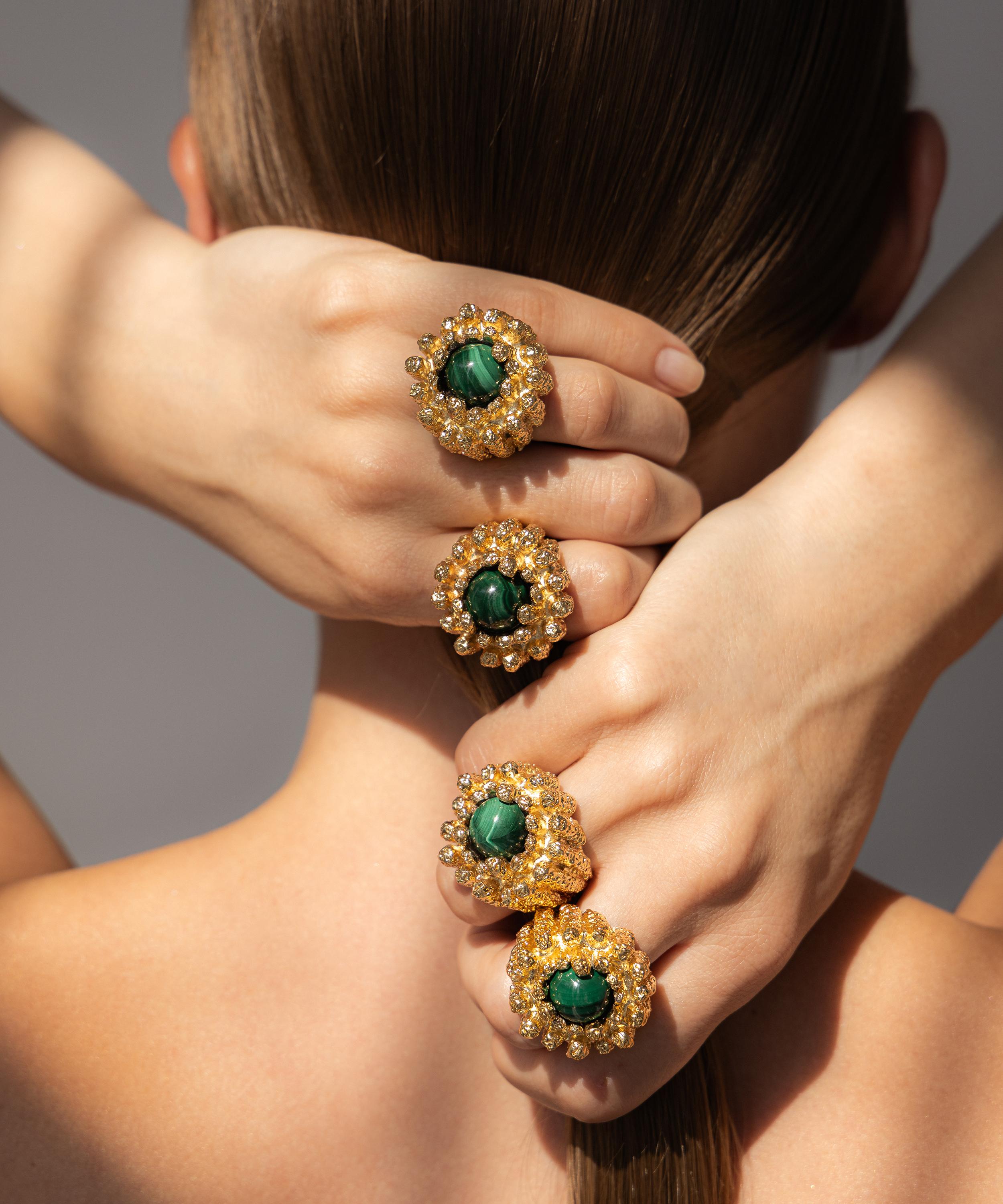 Paola Sighinolfi - 14ct Gold-Plated Lia Ring Malachite image number 1