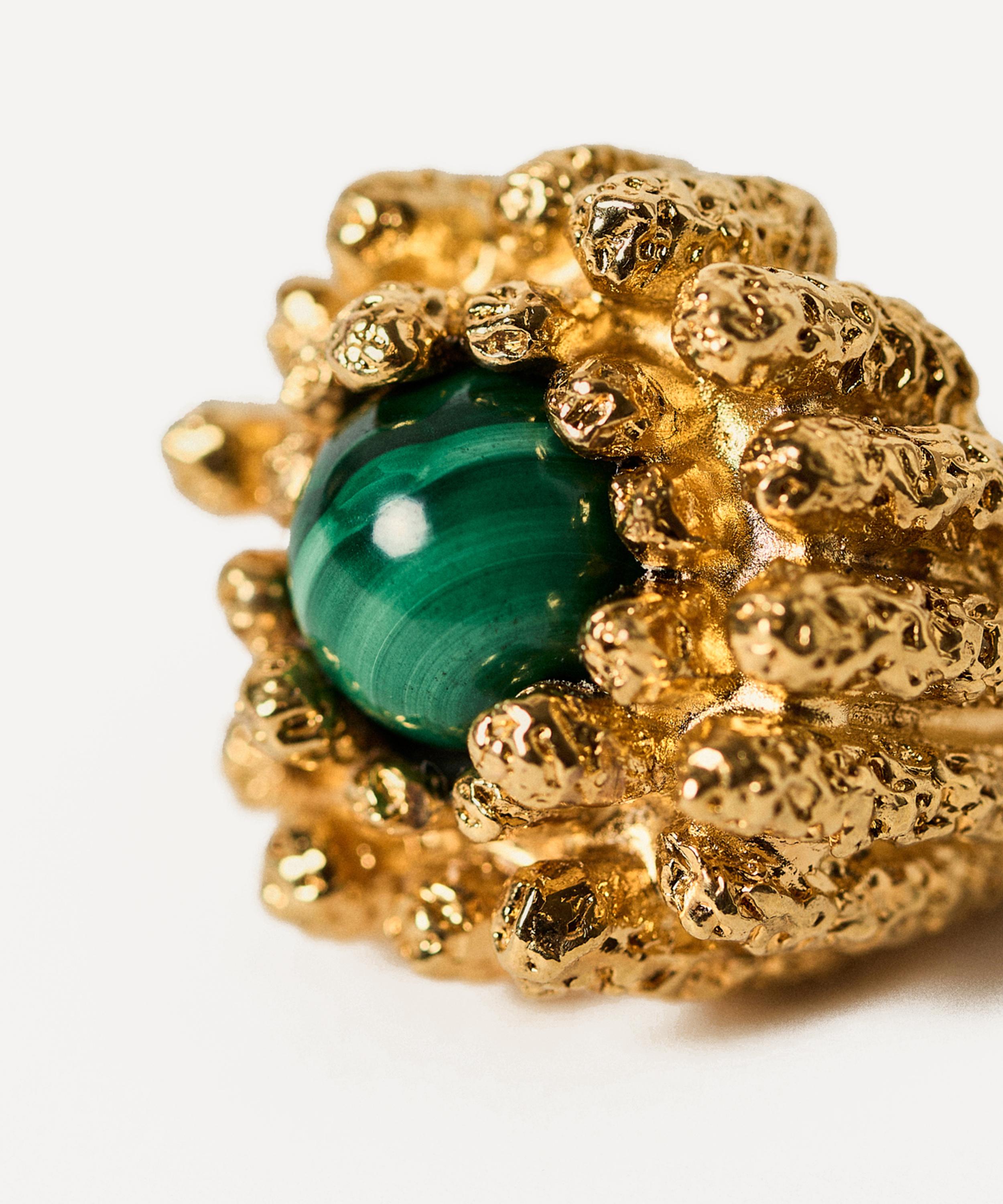 Paola Sighinolfi - 14ct Gold-Plated Lia Ring Malachite image number 3