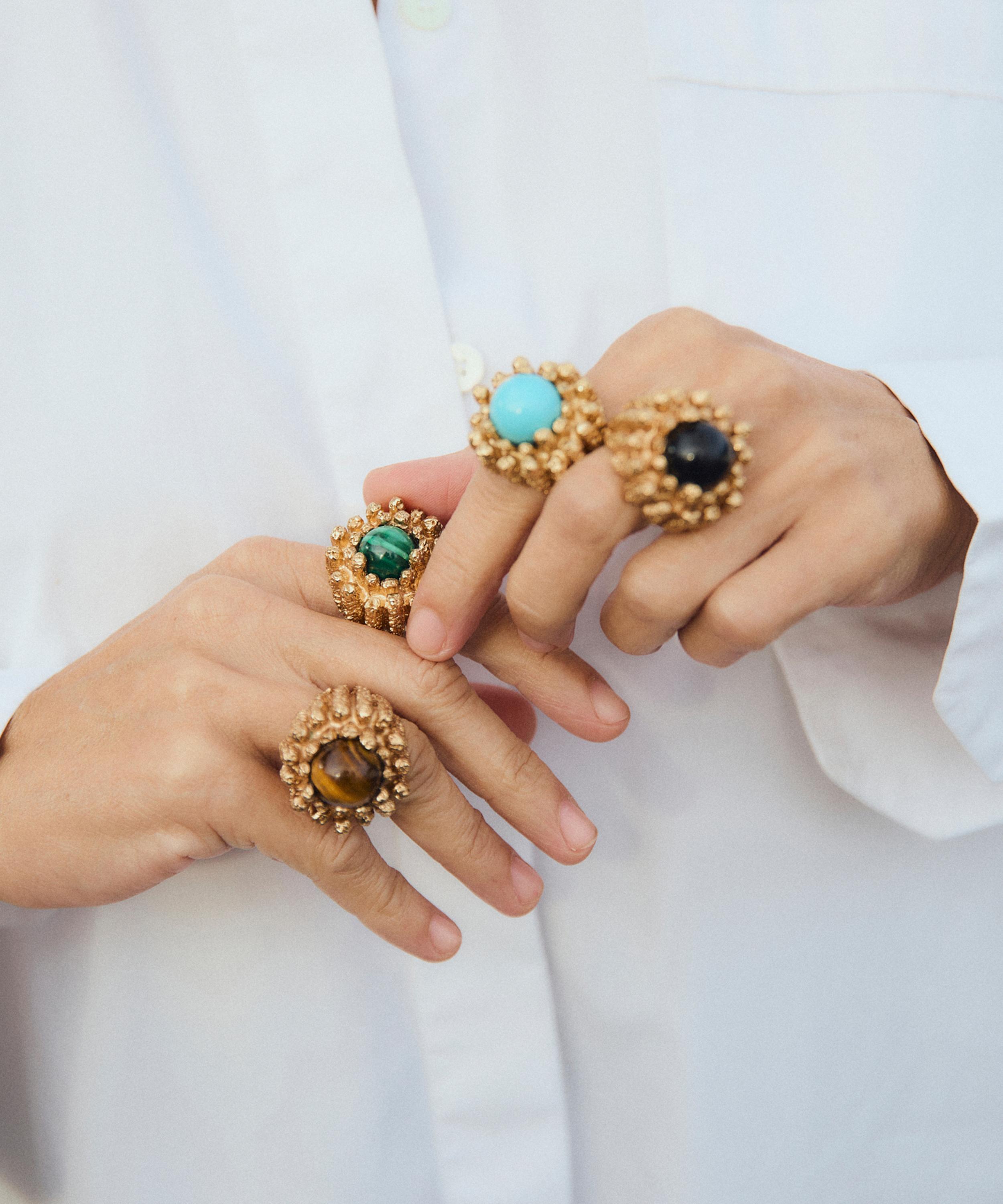 Paola Sighinolfi - 14ct Gold-Plated Lia Ring Malachite image number 4