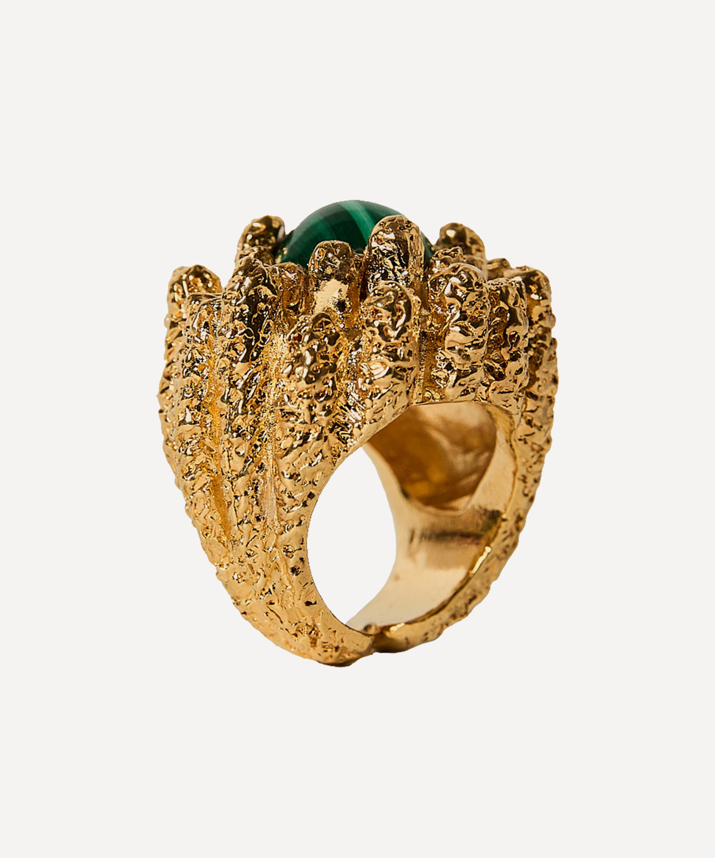 Paola Sighinolfi - 14ct Gold-Plated Lia Ring Malachite image number 5
