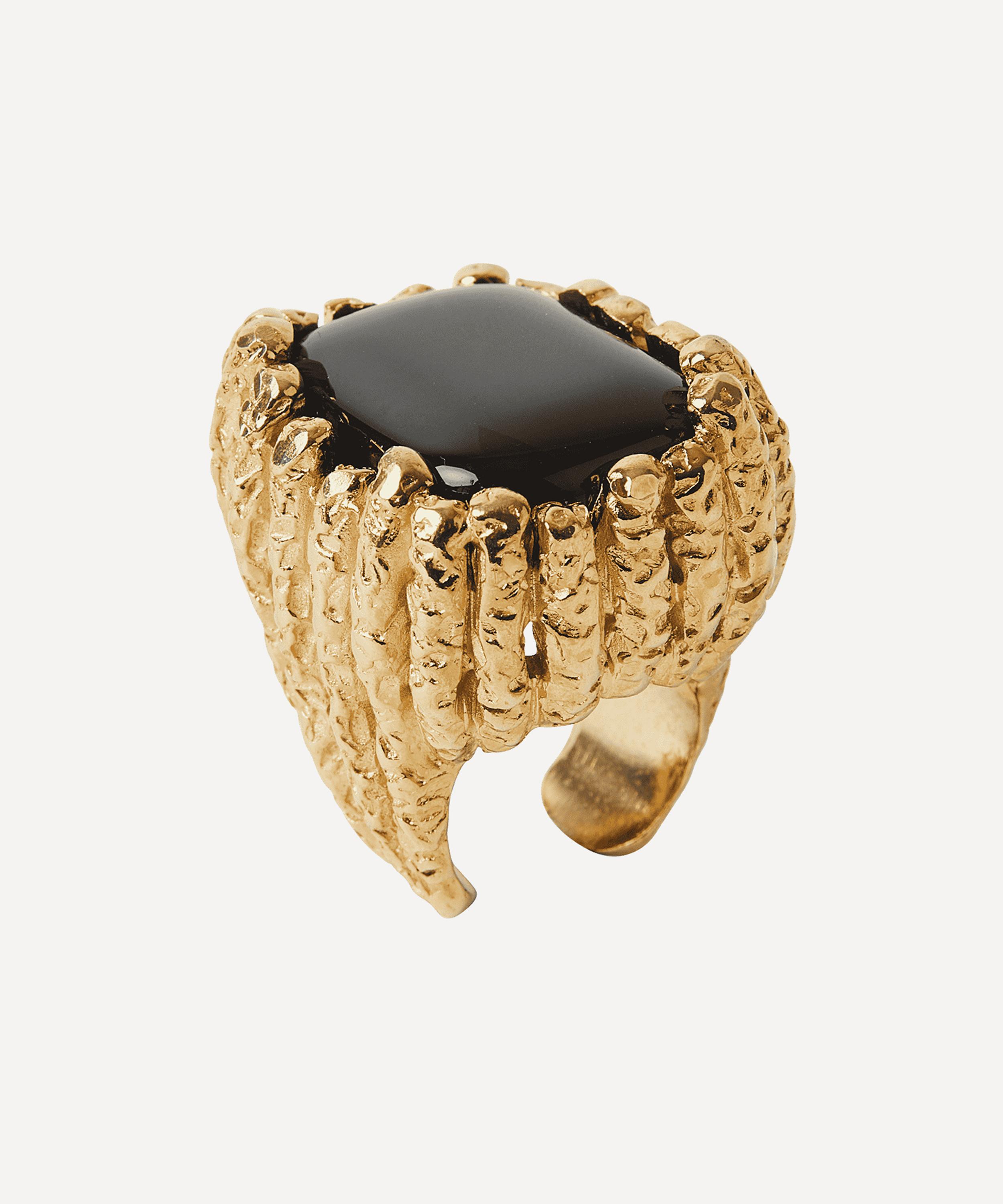 Paola Sighinolfi - 14ct Gold-Plated Bosco Ring Black image number 0