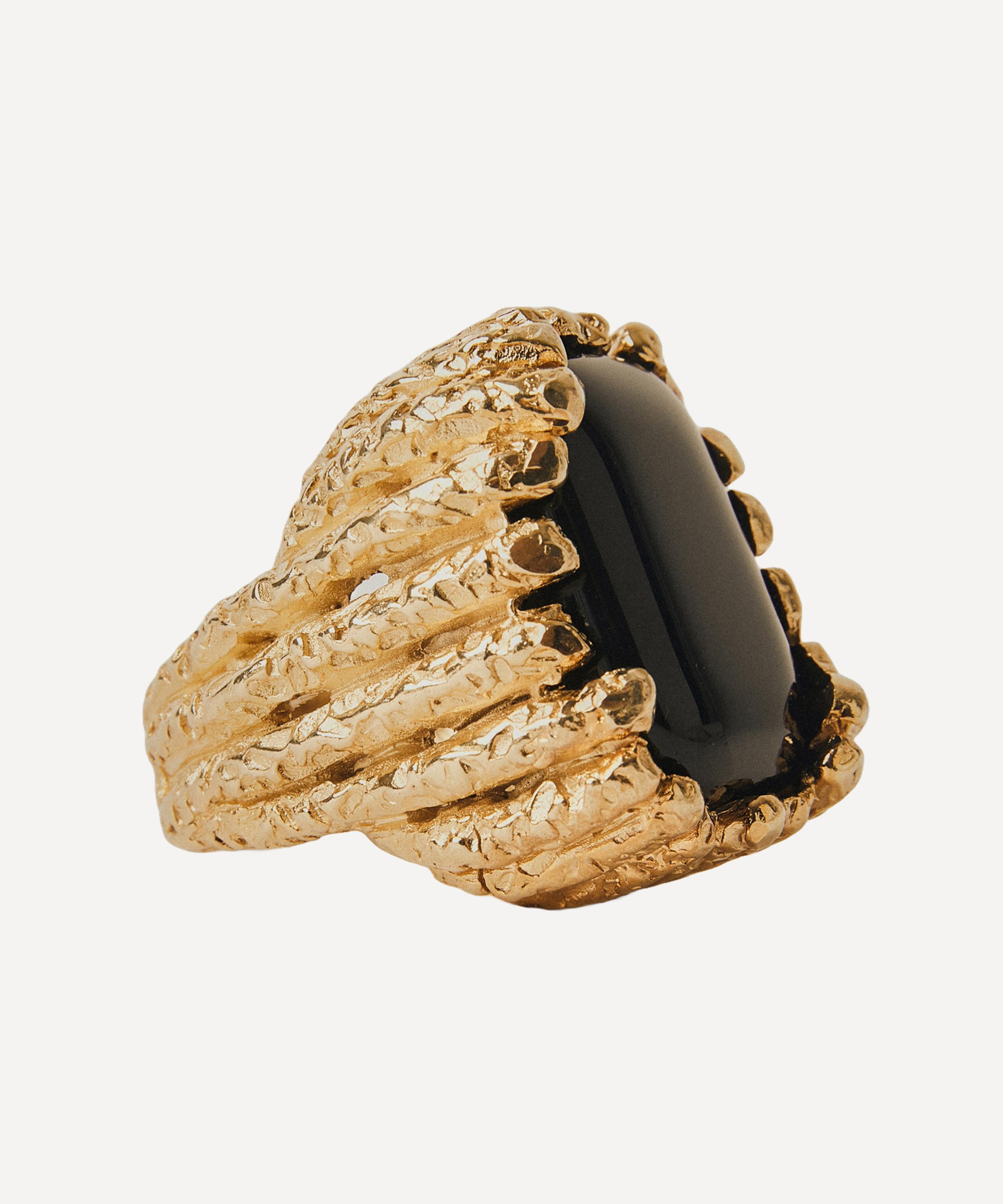 Paola Sighinolfi - 14ct Gold-Plated Bosco Ring Black image number 2