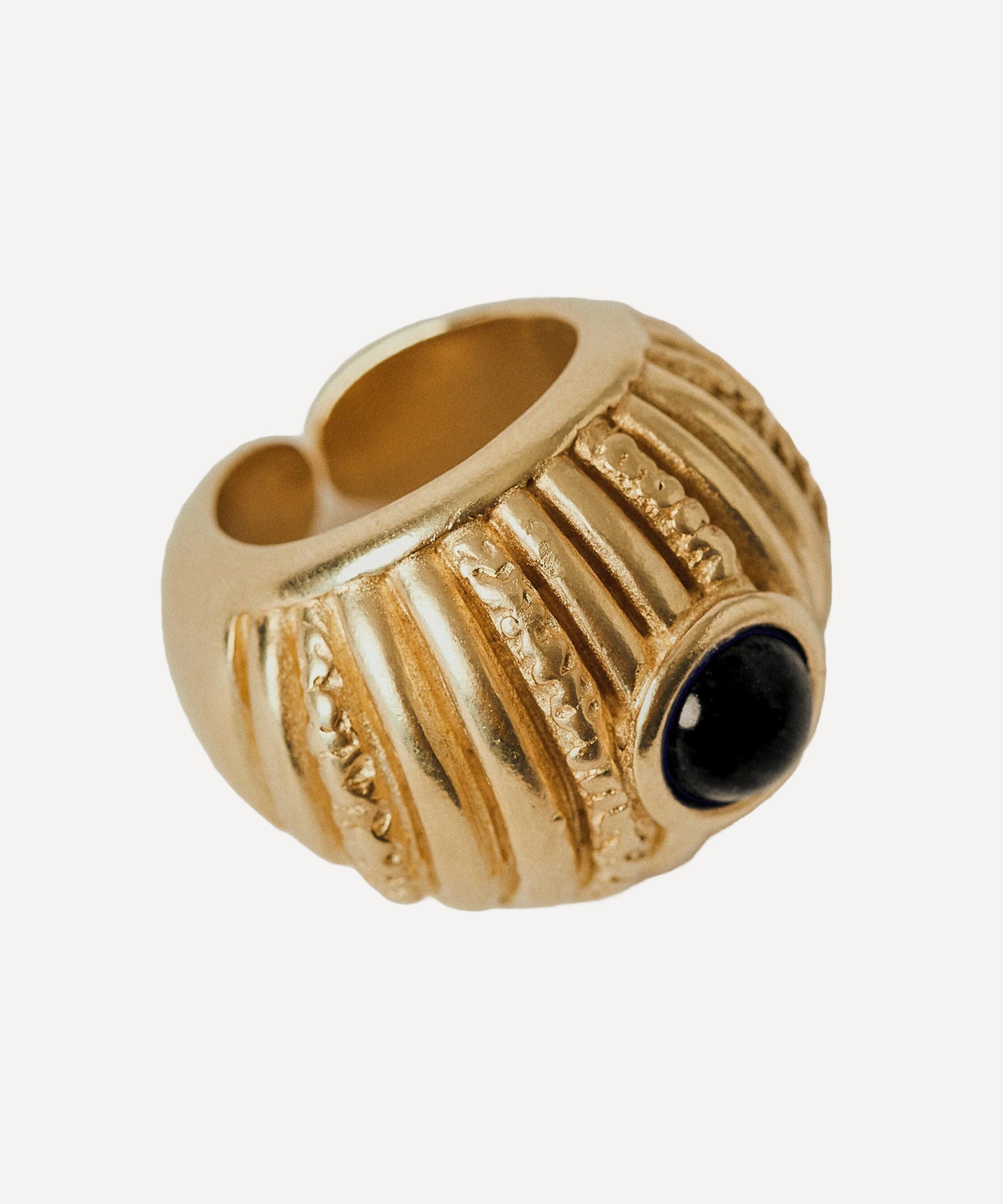Paola Sighinolfi - 14ct Gold-Plated Small Reef Ring Onyx image number 0