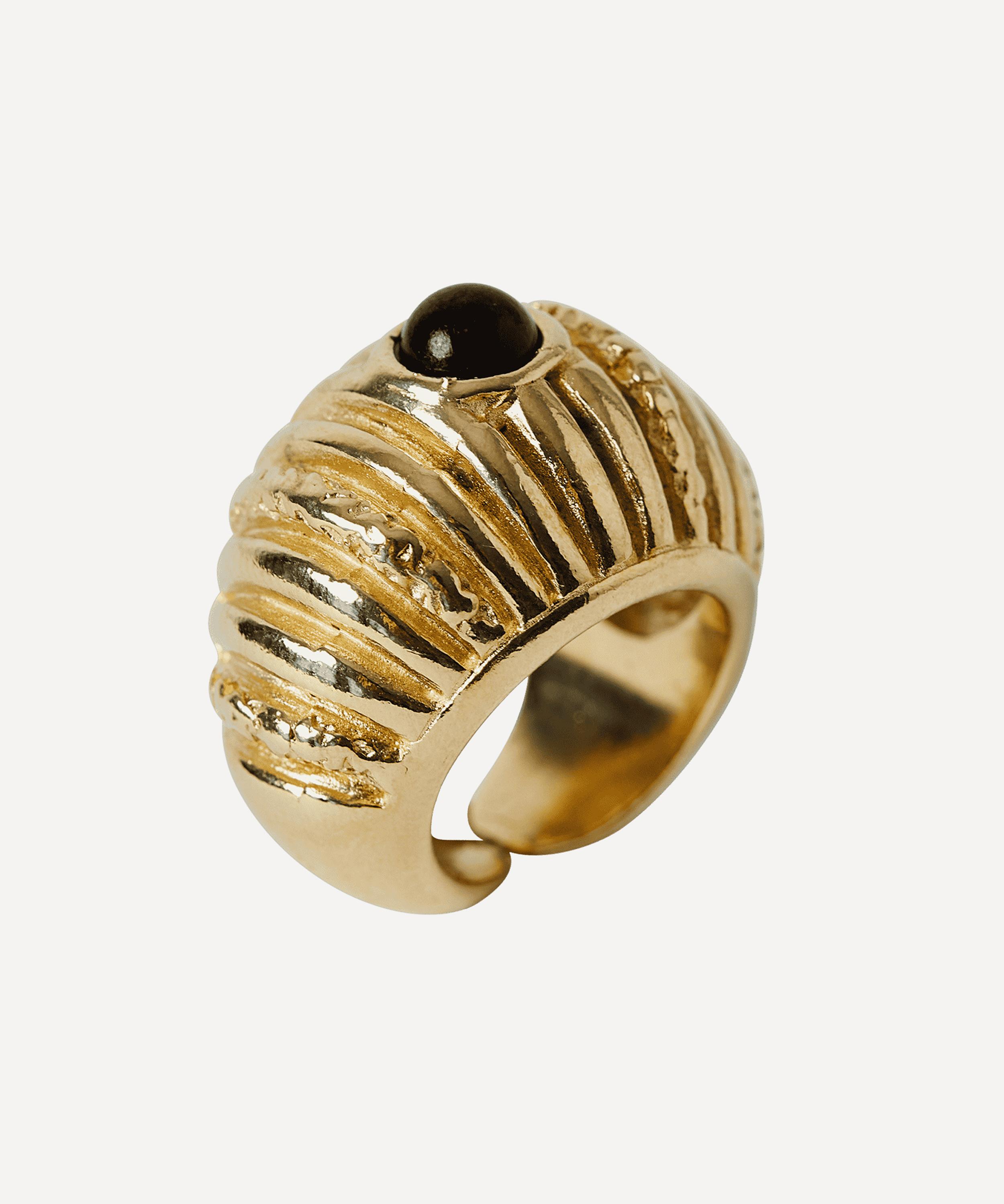 Paola Sighinolfi - 14ct Gold-Plated Small Reef Ring Onyx image number 4