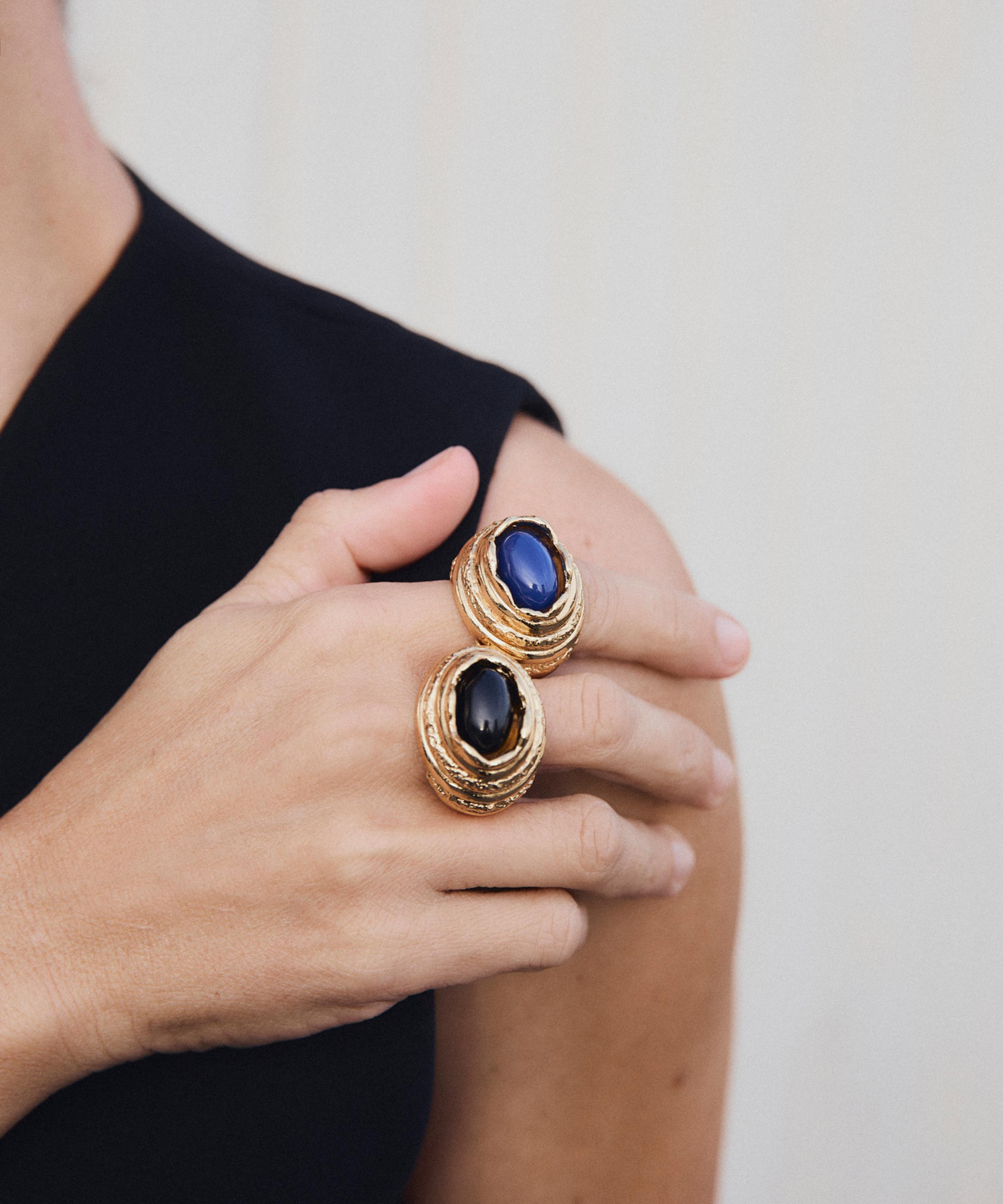 Paola Sighinolfi - 14ct Gold-Plated Amanda Ring Black image number 1