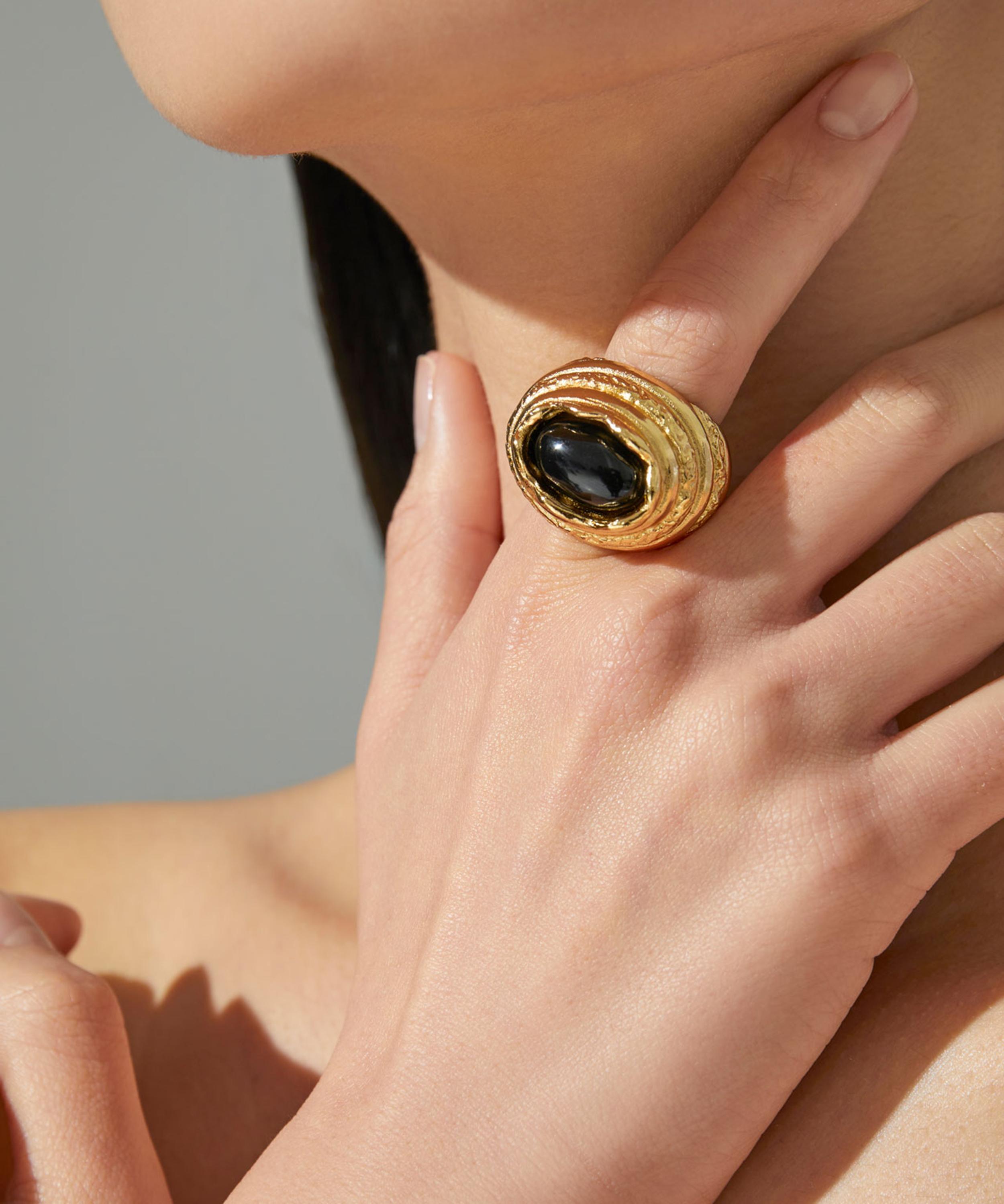 Paola Sighinolfi - 14ct Gold-Plated Amanda Ring Black image number 2