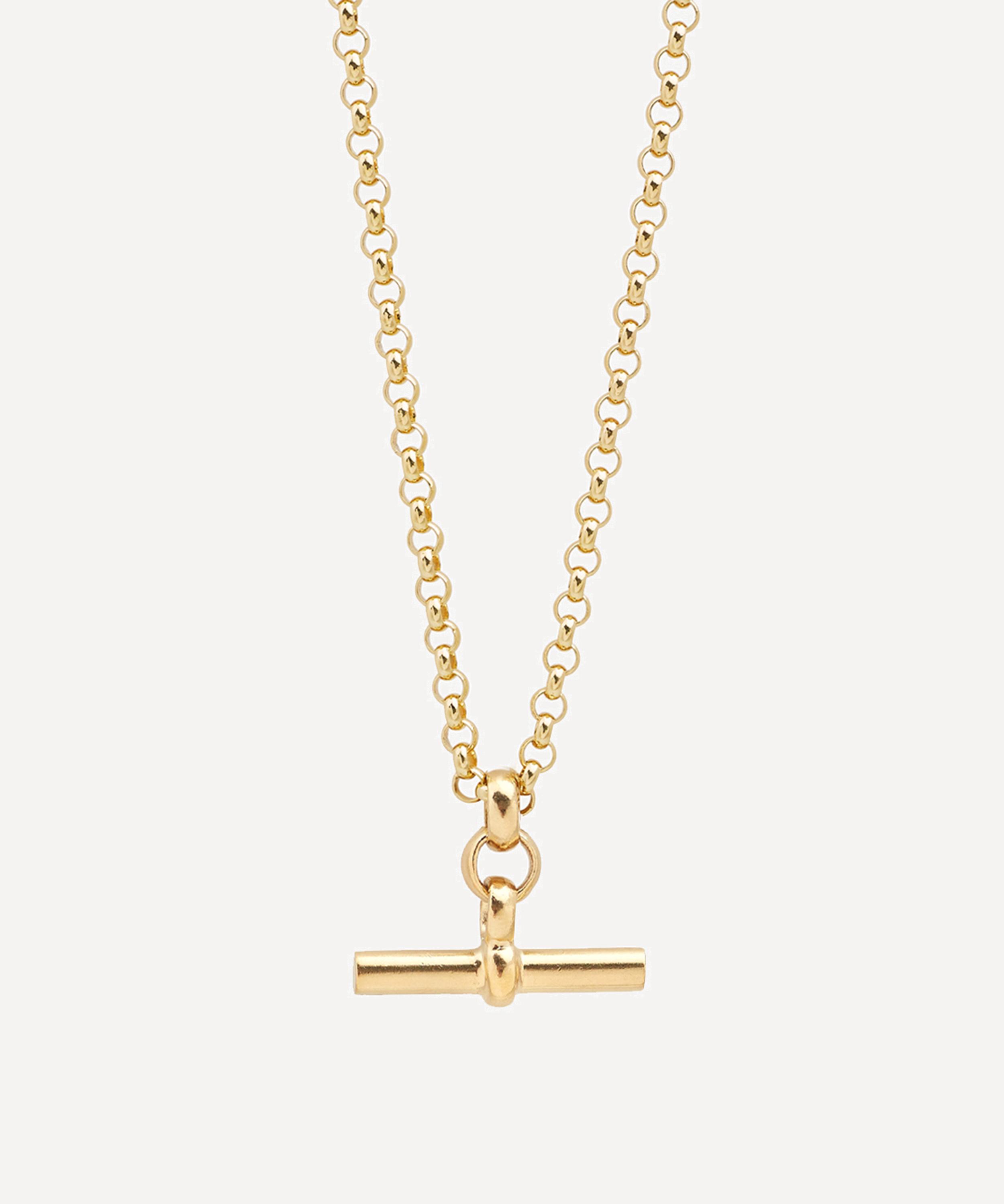Tilly Sveaas - 18ct Gold-Plated Medium T-Bar on Chunky Belcher Chain Necklace image number 0
