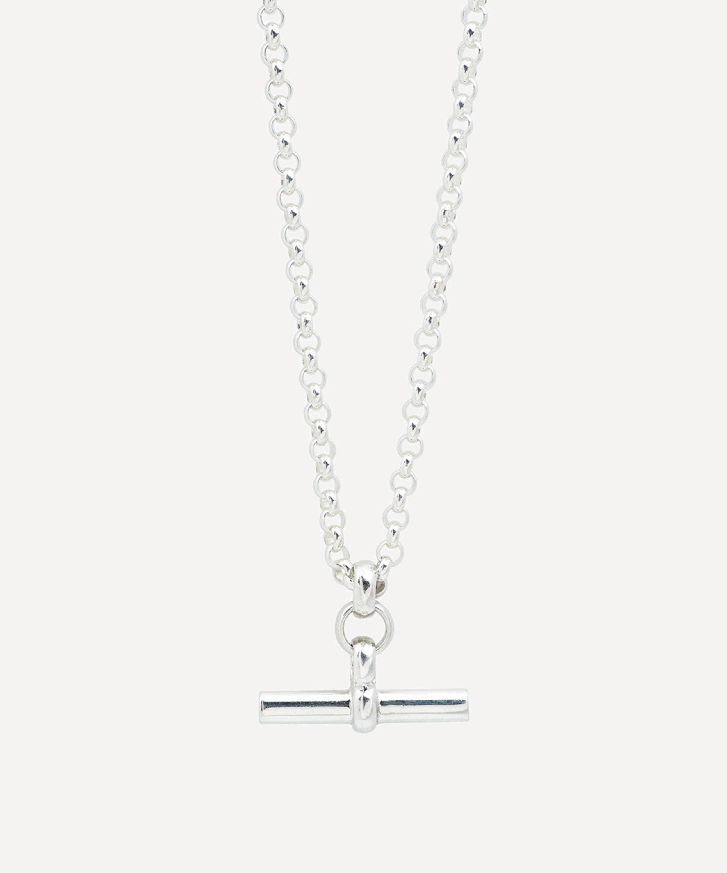 Tilly Sveaas - Silver-Plated Medium T-Bar on Chunky Belcher Chain Necklace image number 0