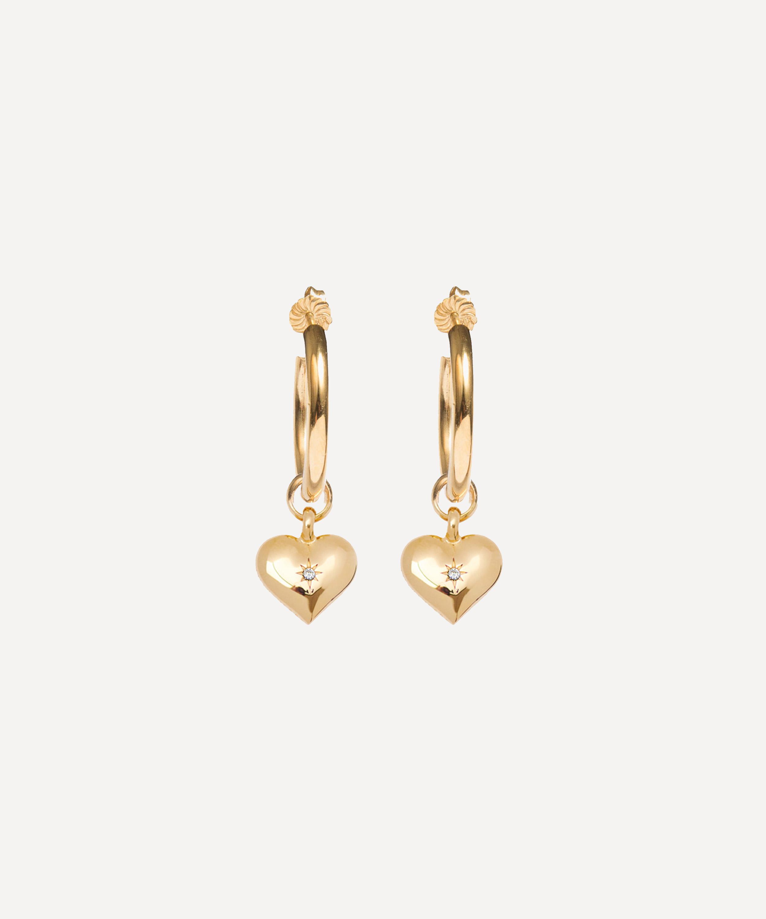Tilly Sveaas - Gold-Plated Heart Open Hoop Earrings image number 0
