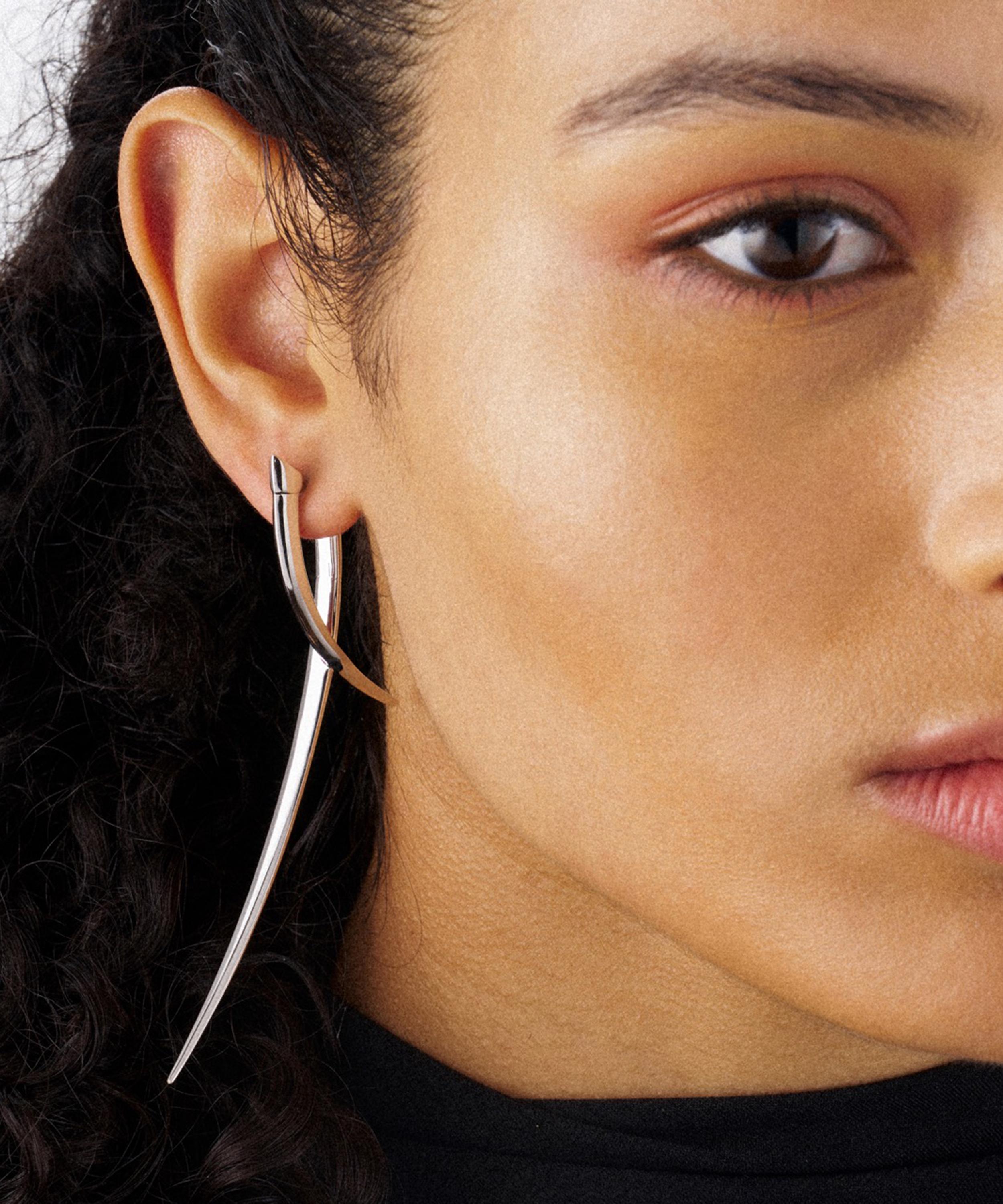 Shaun Leane - Sterling Silver Sabre Statement Crossover Earrings image number 1