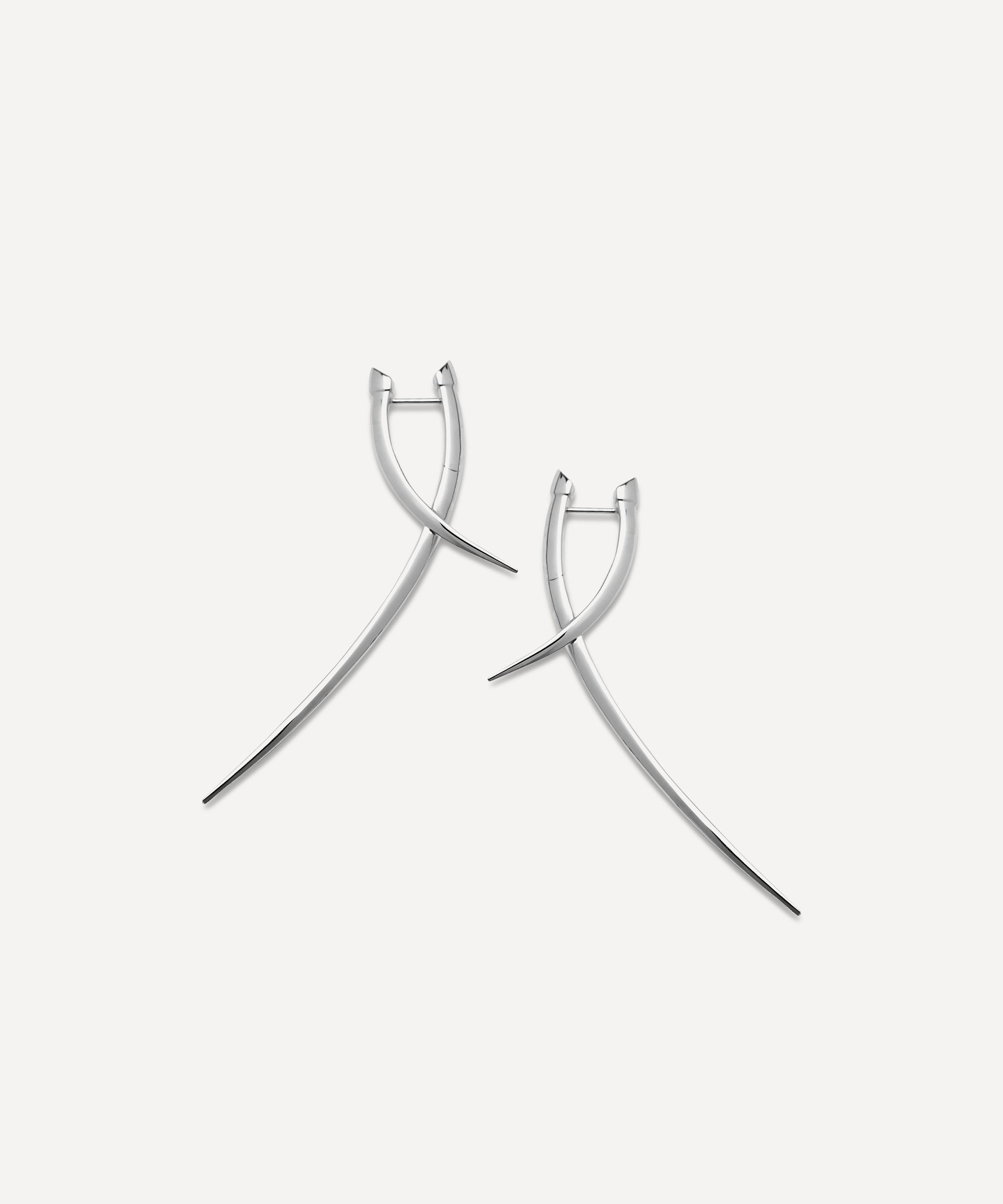 Shaun Leane - Sterling Silver Sabre Statement Crossover Earrings image number 2
