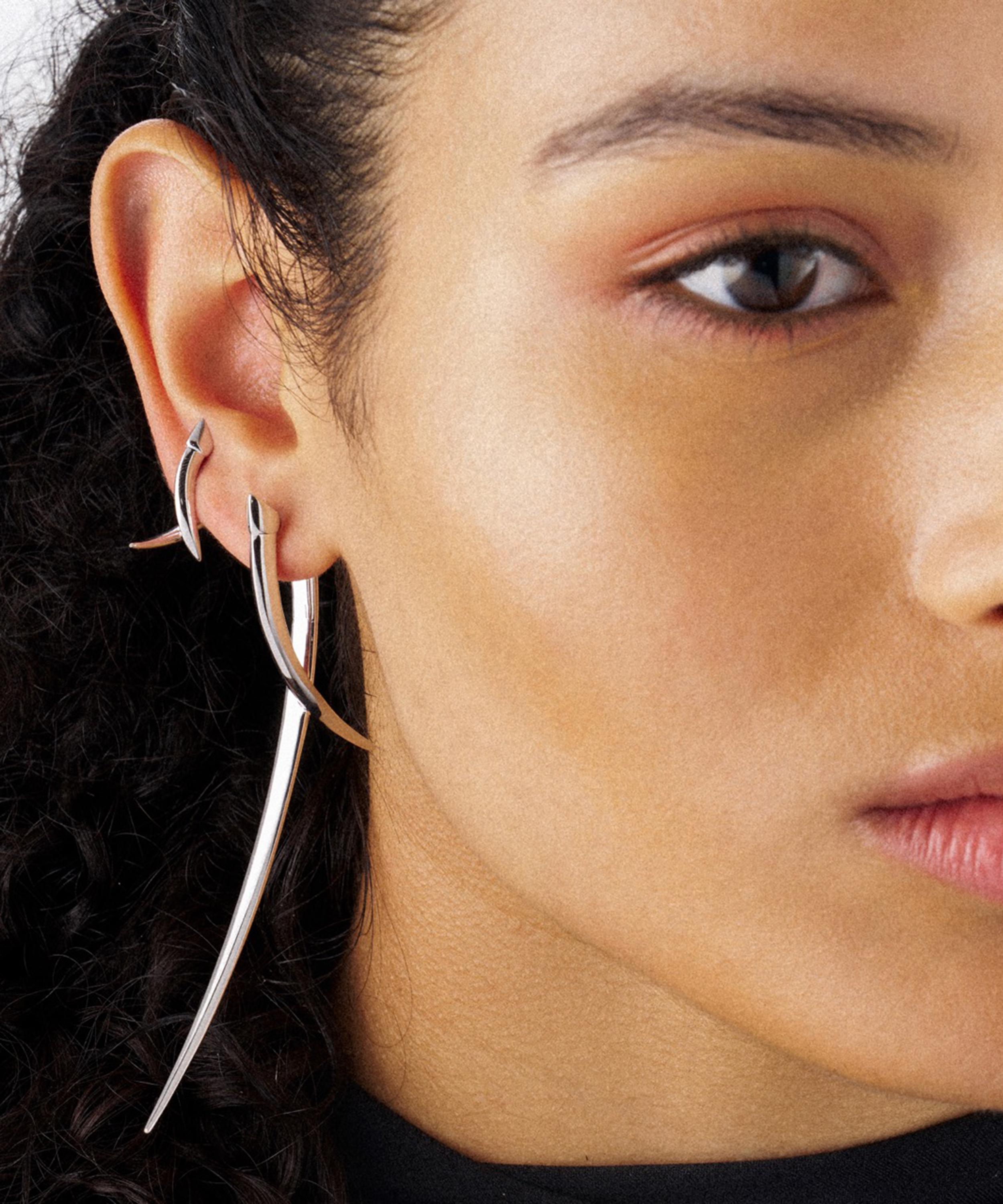 Shaun Leane - Sterling Silver Sabre Statement Crossover Earrings image number 3