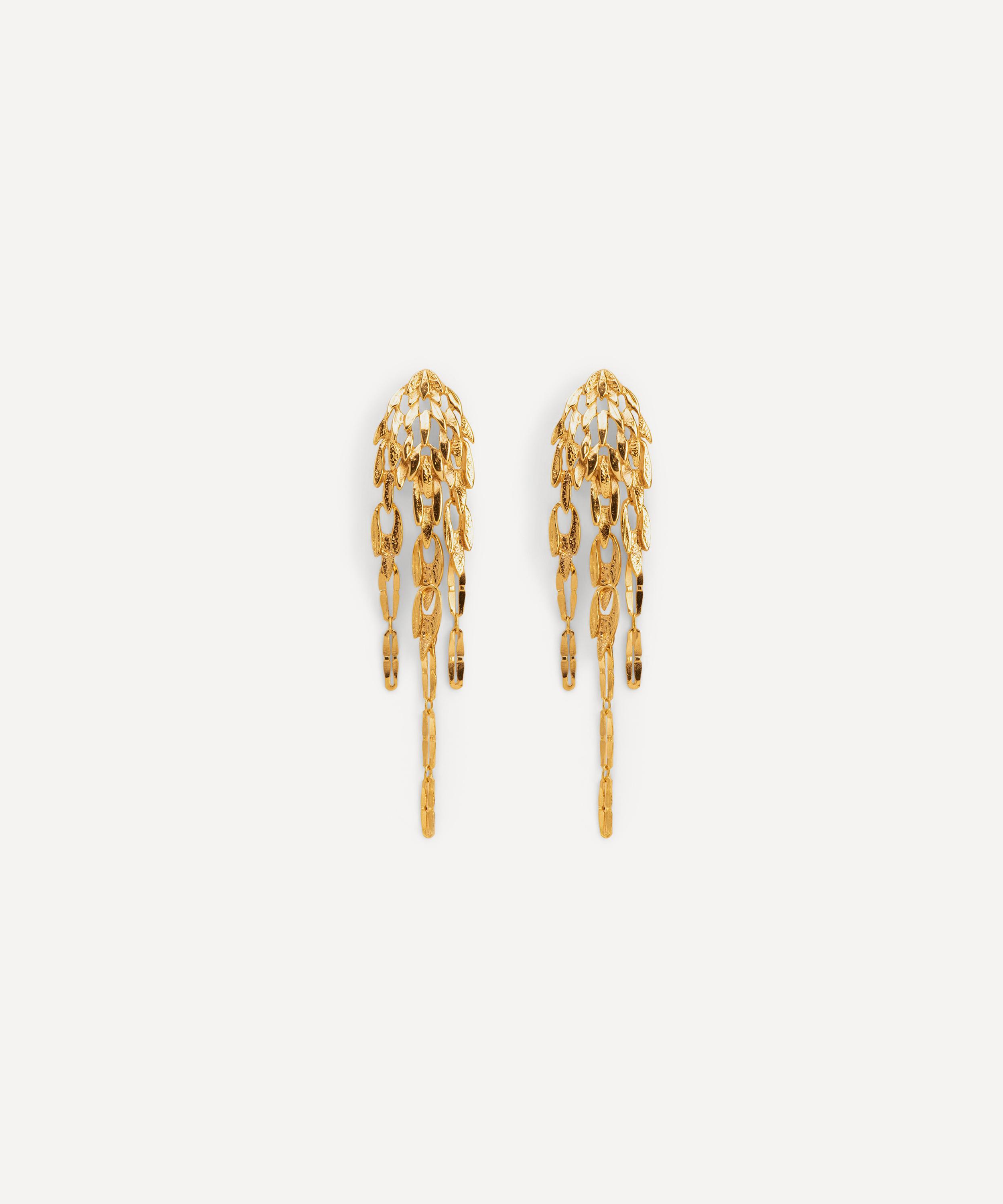 Wouters & Hendrix - Gold-Plated Silver Dangling Leaf Stud Earrings image number 0