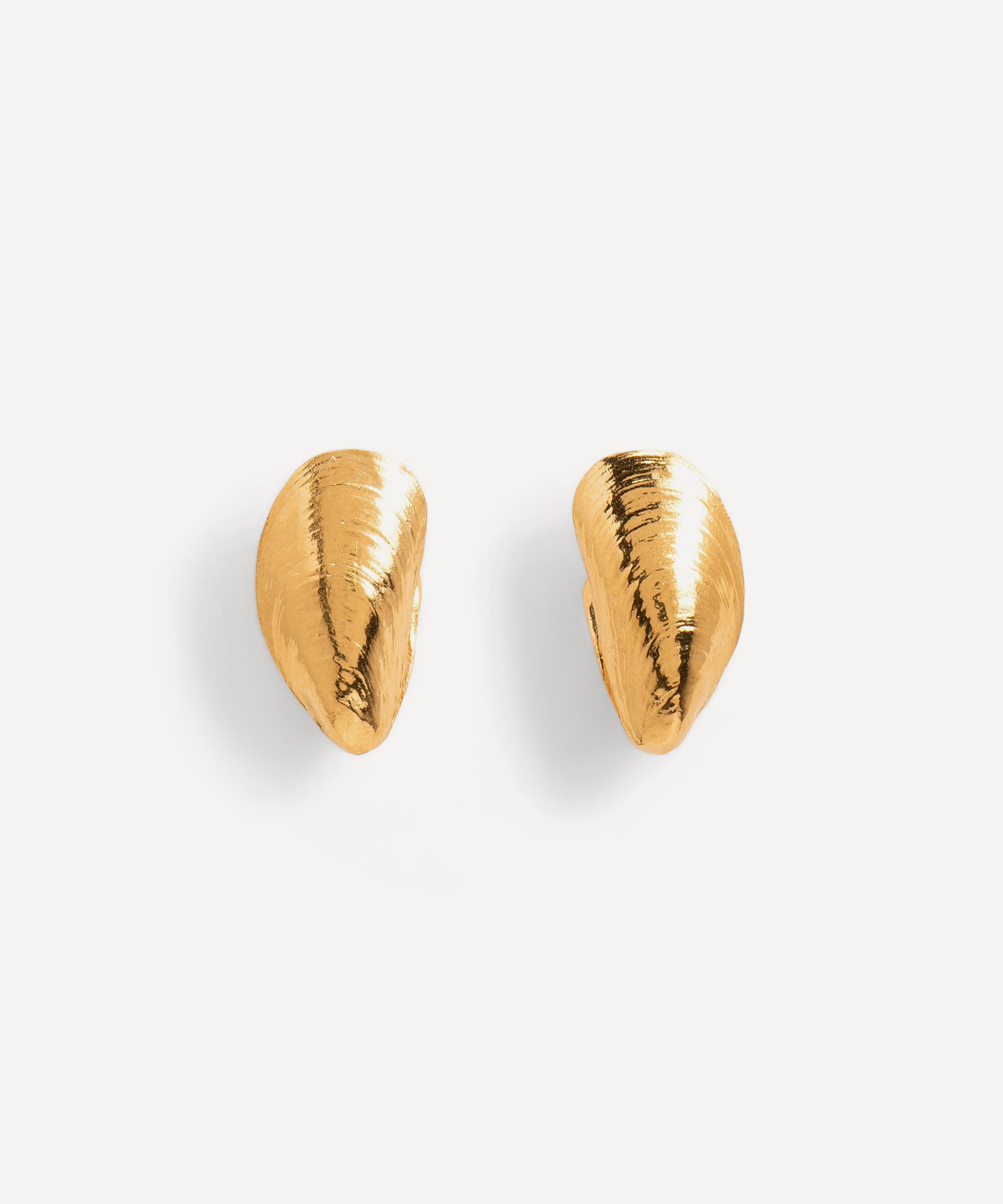 Wouters & Hendrix - Gold-Plated Silver Small Mussel Stud Earrings image number 0