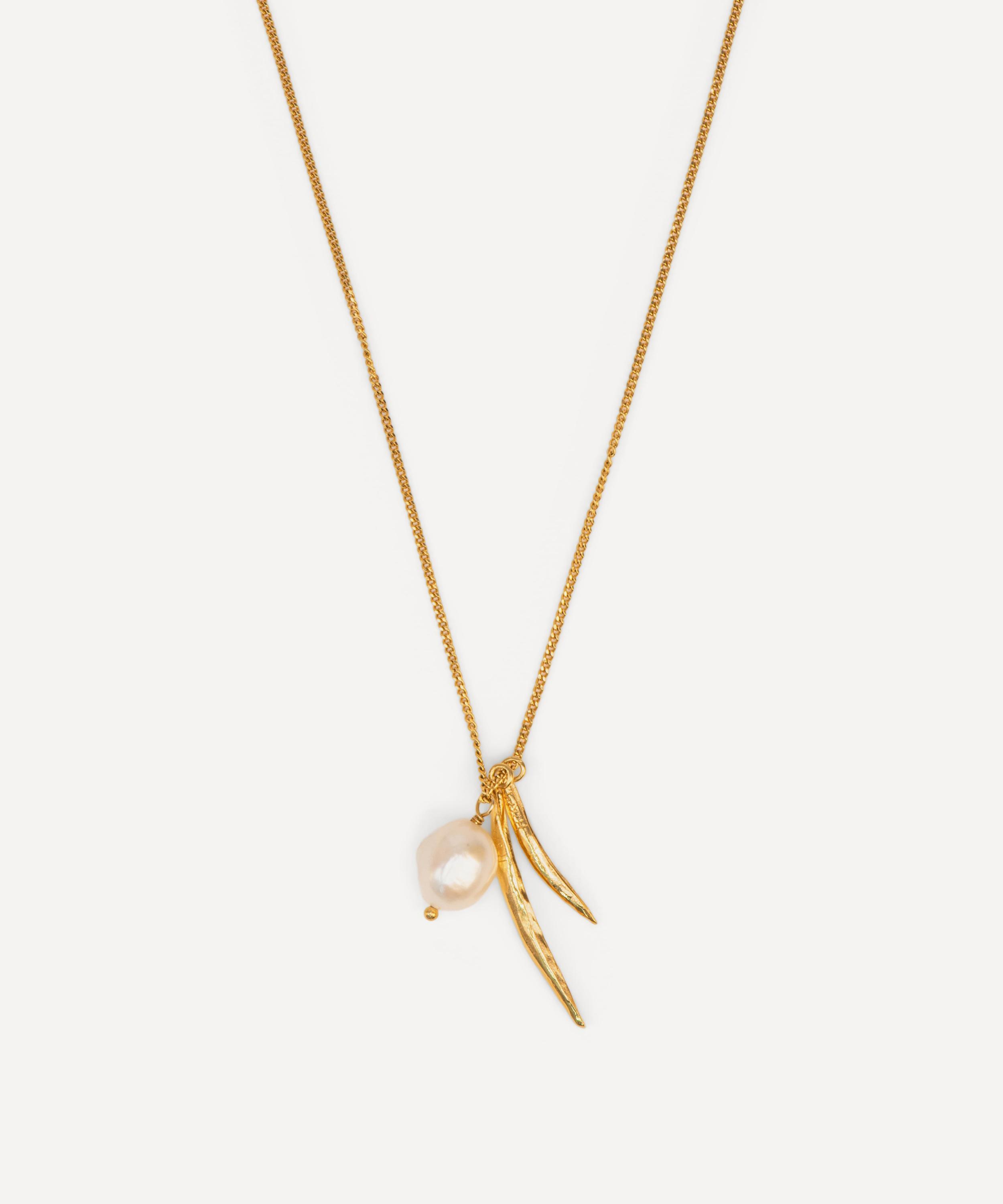 Wouters & Hendrix - Gold-Plated Silver Leaf and Pearl Pendant Necklace image number 0