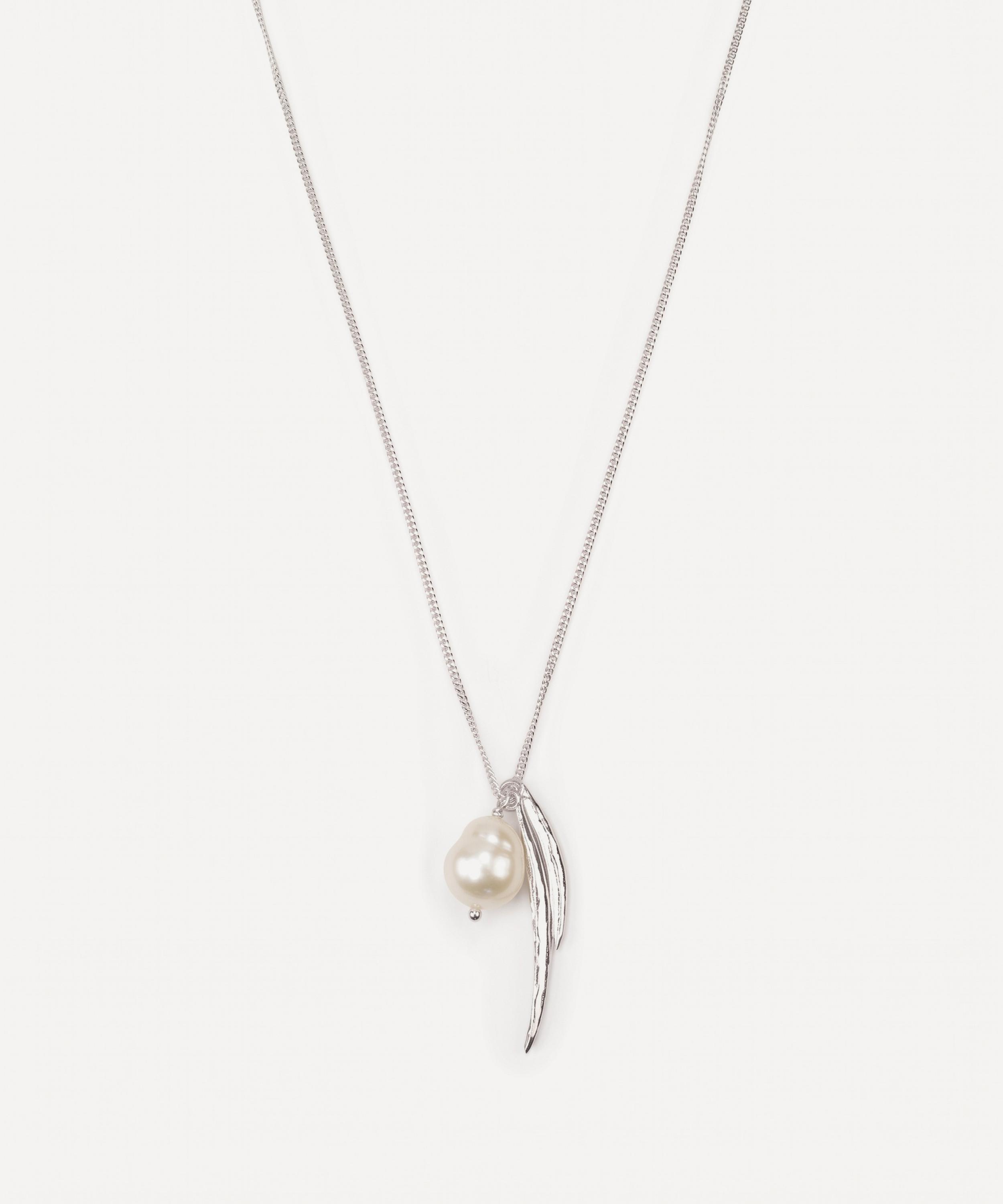 Wouters & Hendrix - Silver Leaf and Pearl Pendant Necklace image number 0