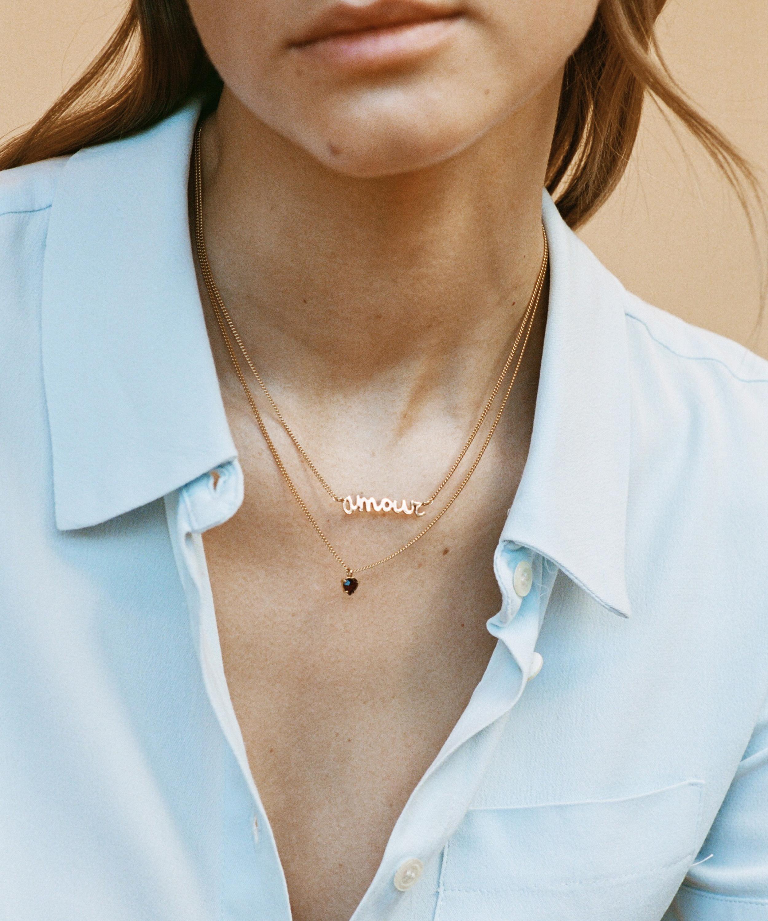 Wouters & Hendrix - Gold-Plated Silver Heart Garnet Necklace image number 1