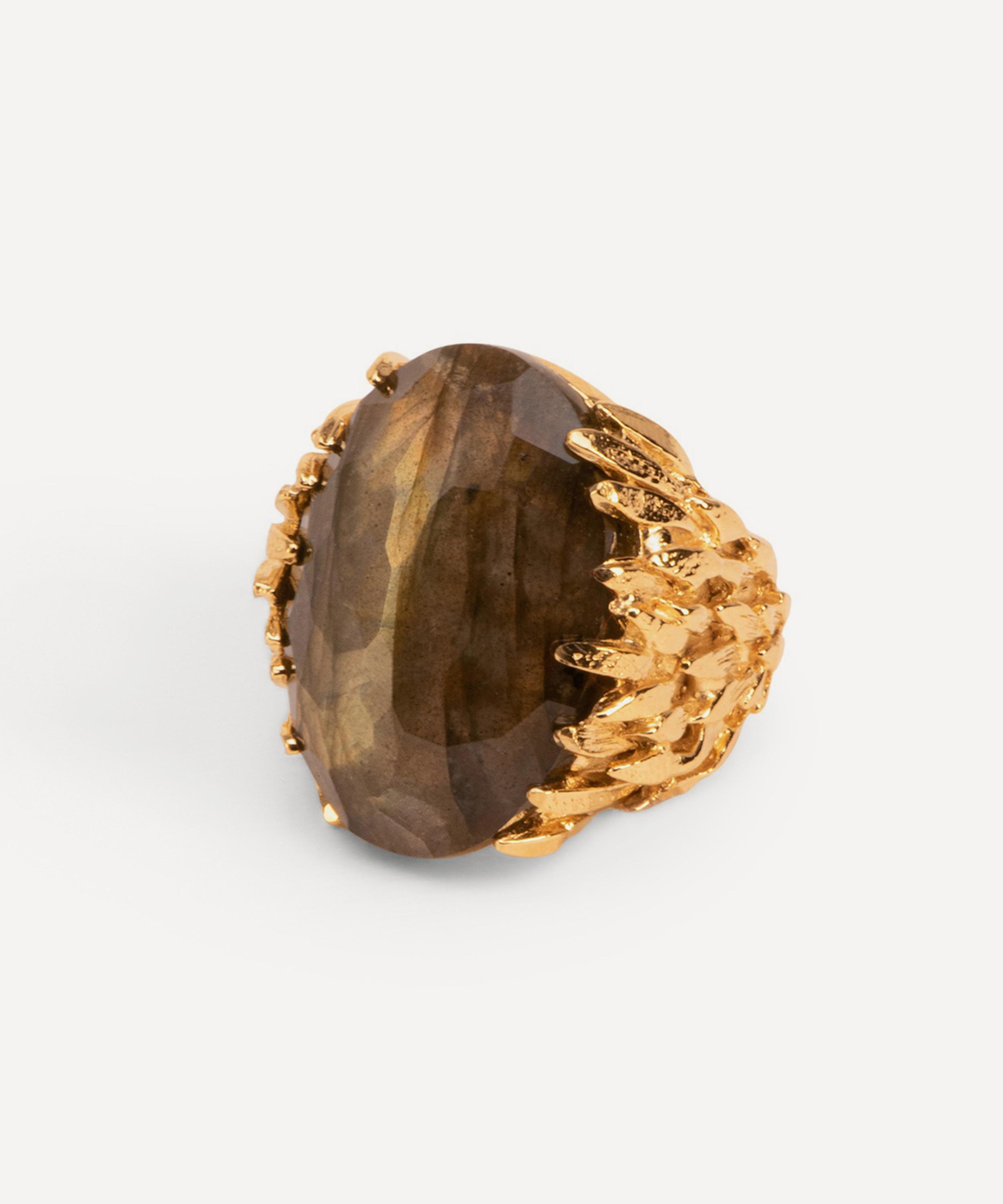 Wouters & Hendrix -  Gold-Plated Silver Feather Labradorite Ring image number 0