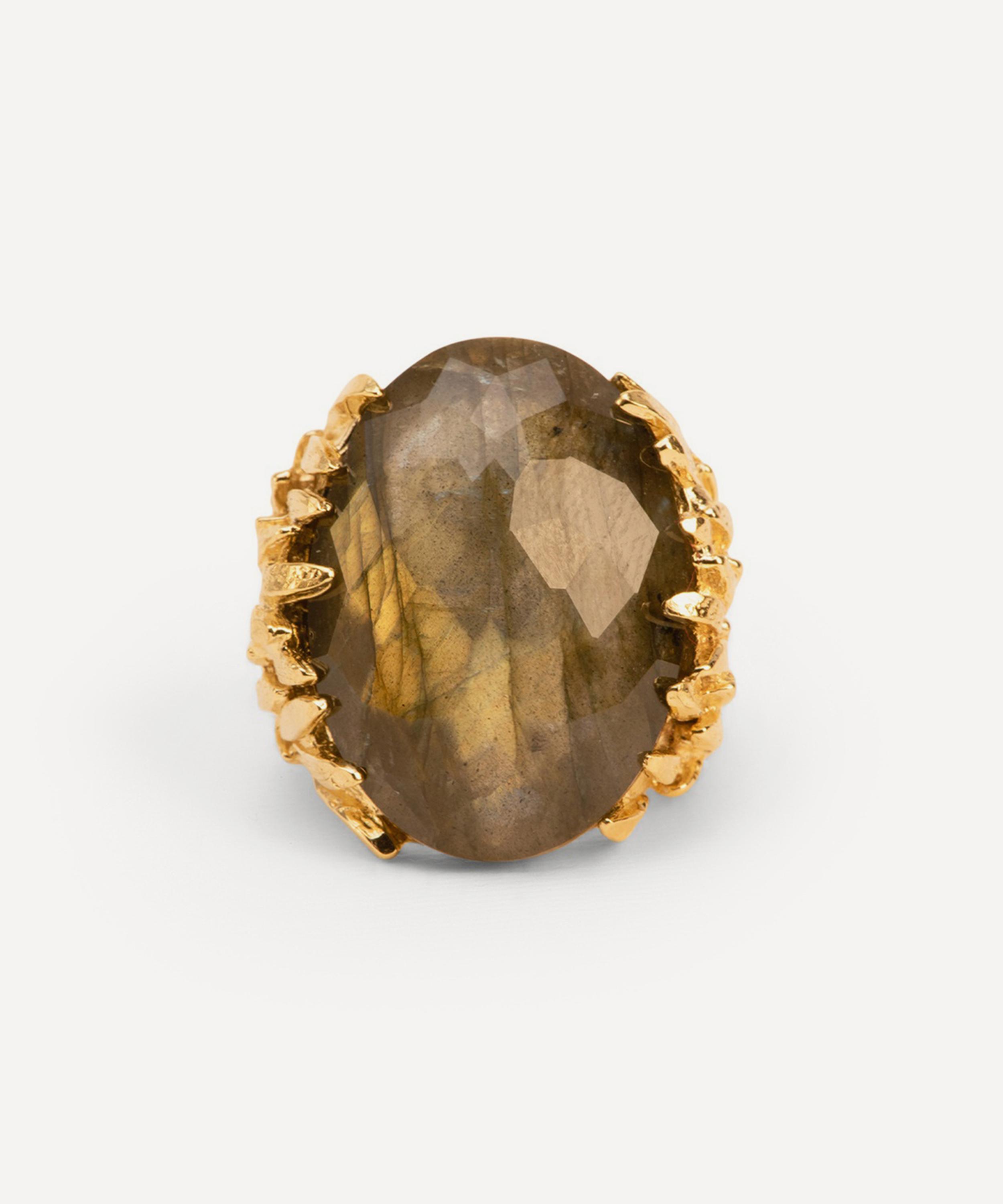 Wouters & Hendrix -  Gold-Plated Silver Feather Labradorite Ring image number 2